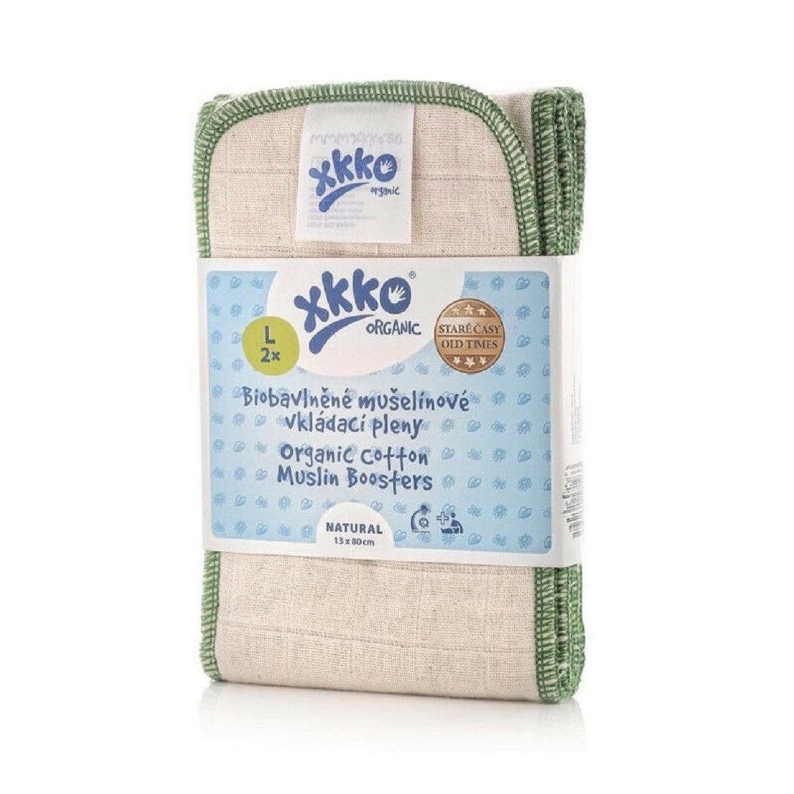 XKKO Тканевые подгузники XKKO Organic Old Times - Natural, Einlagenwindeln, Размер L (2 Stück)