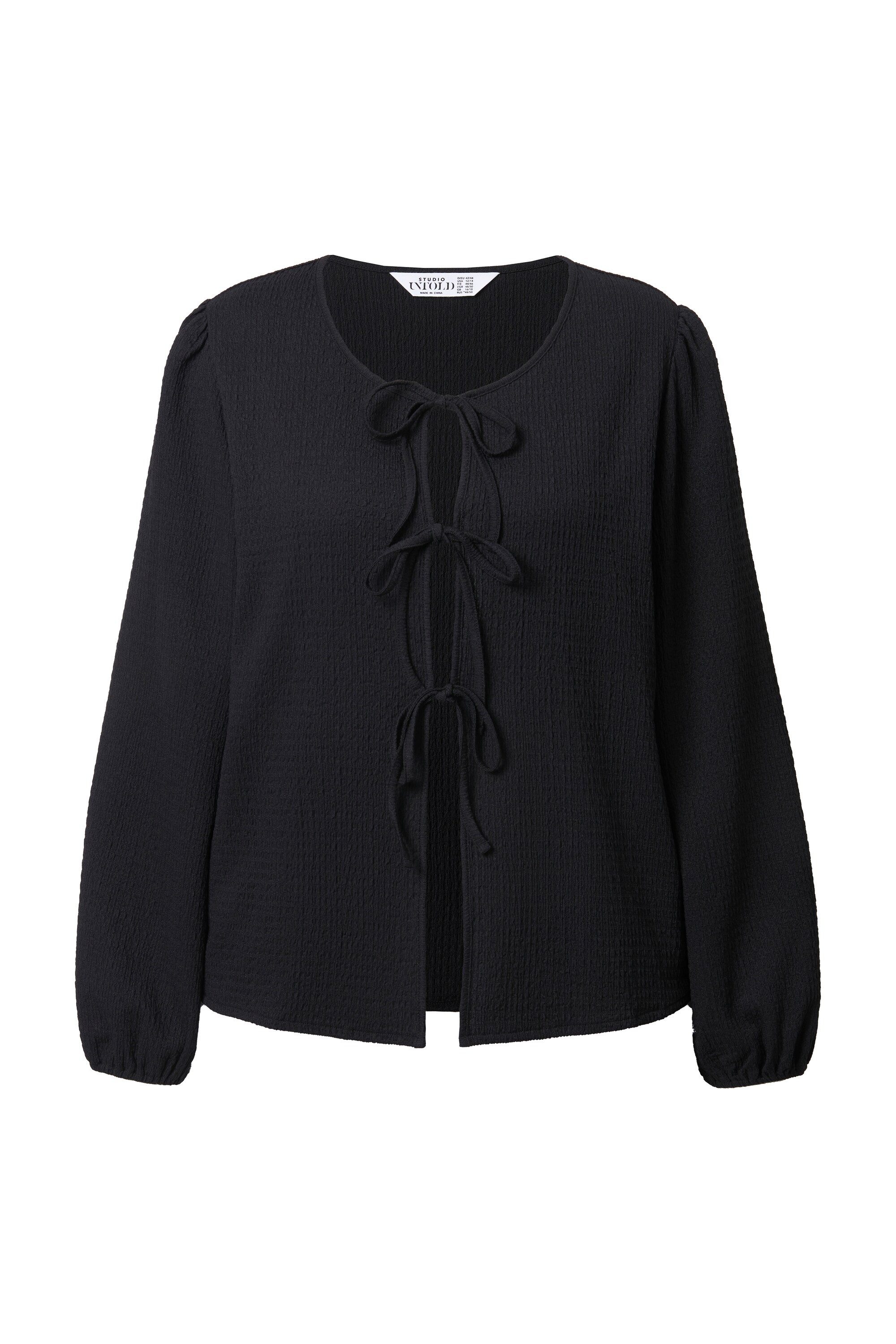 Studio Untold Satinbluse Bluse Schleifen-Verschluss Puffärmel günstig online kaufen