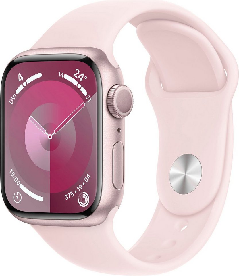 Apple Watch Series 9 GPS Aluminium 41mm S/M Smartwatch (4,1 cm/1,69 Zoll, Watch  OS 10), Sport Band, Mit Gesten kannst du die Apple Watch noch einfacher  nutzen