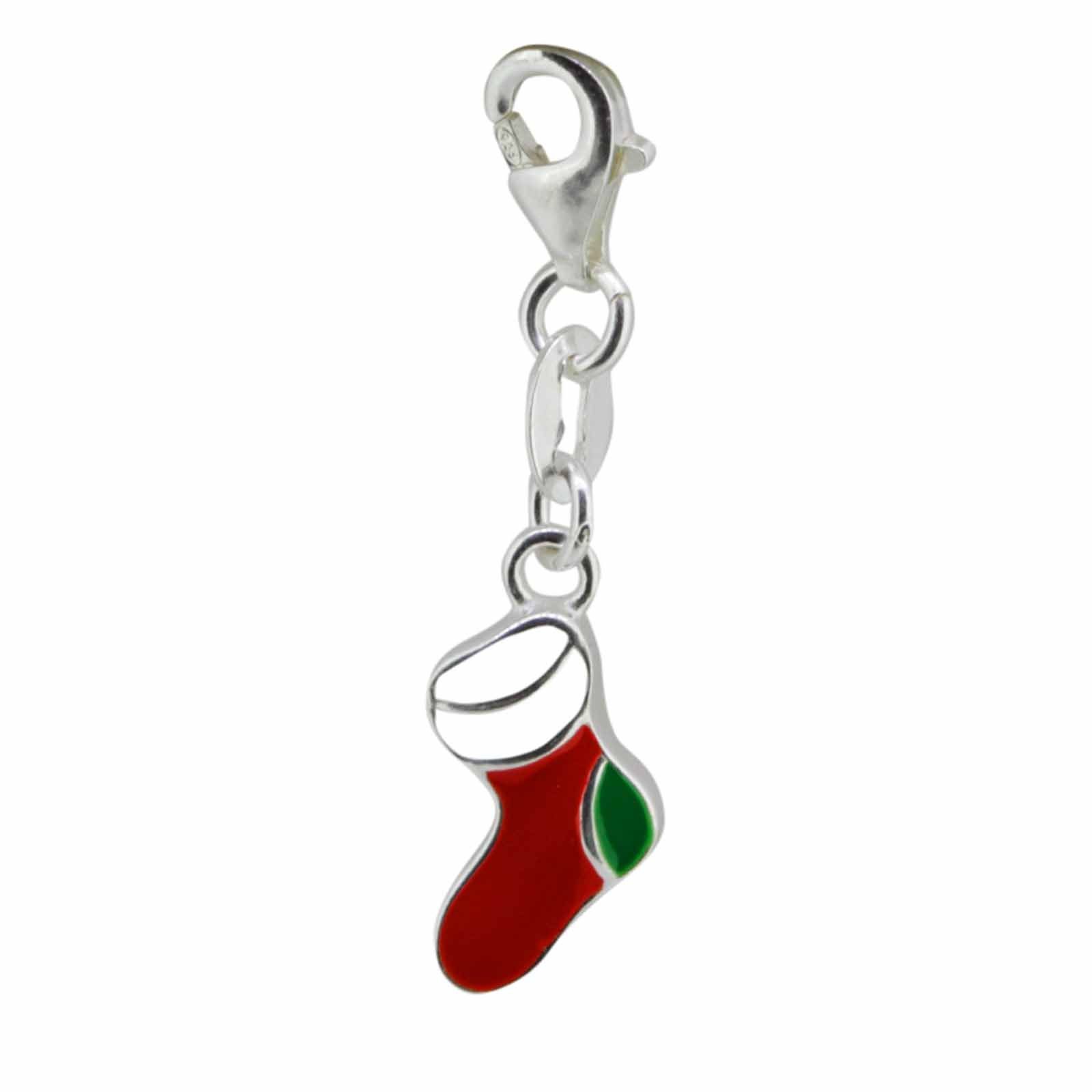 schmuck23 Charm-Einhänger Charm Anhänger Nikolaus Stiefel 925 Silber Kettenanhänger Weihnachten (1-tlg), Für Armband, Halskette oder Schlüsselanhänger