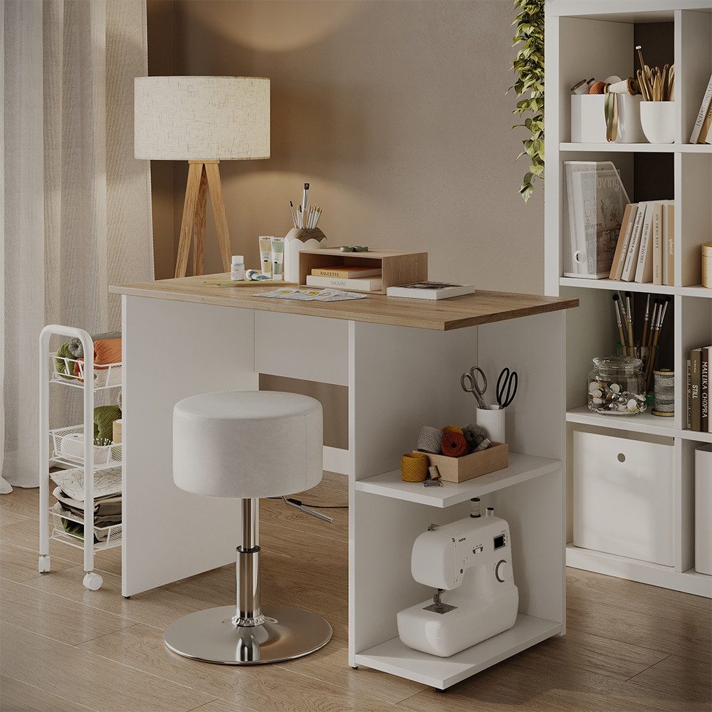 Vicco Schreibtisch Simple, Weiß/Artisan, 100 x 50 cm (1-St)