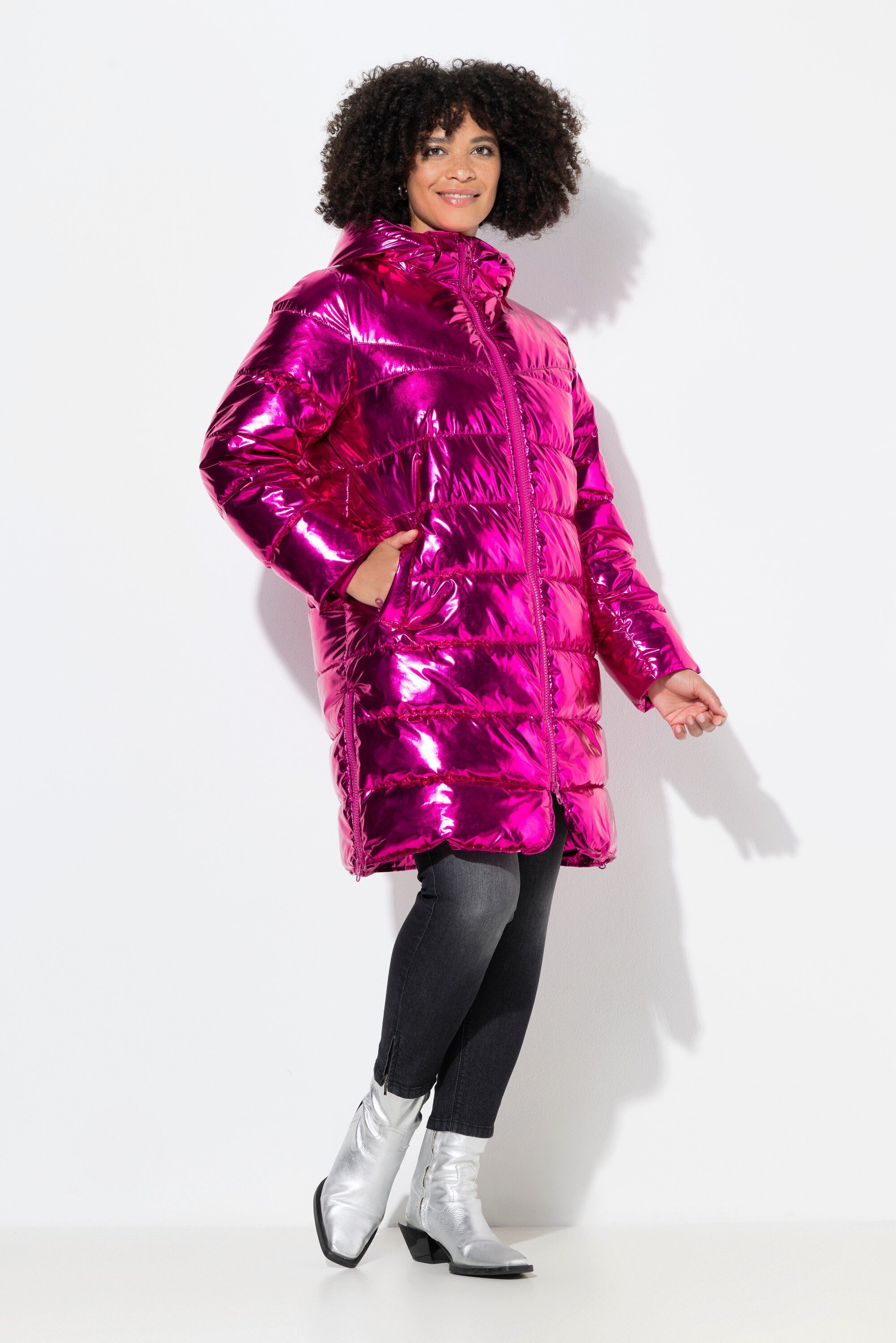 Angel of Style Steppjacke Puffermantel A-Linie Kapuze Metallic-Schimmer günstig online kaufen