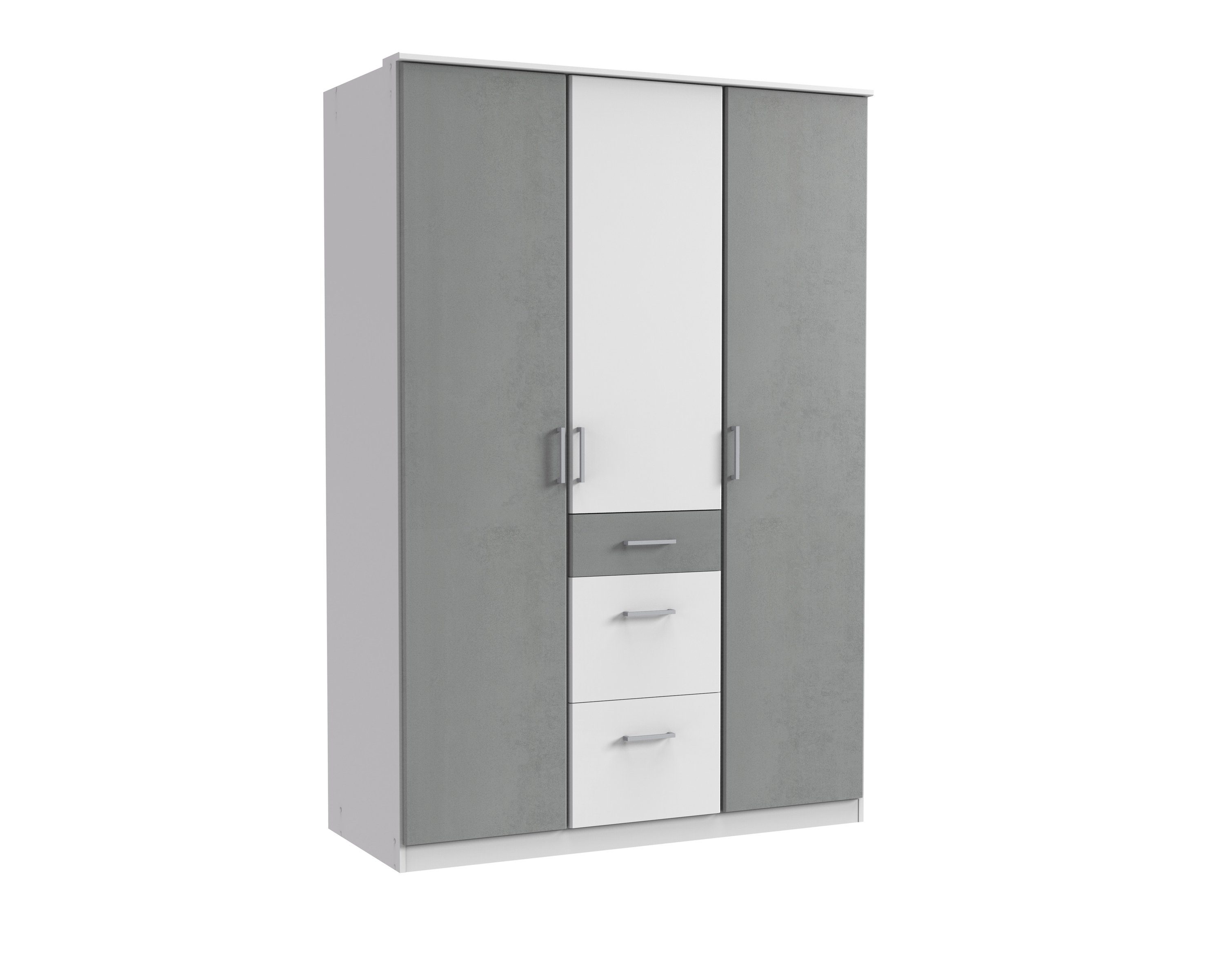 freiraum Kleiderschrank Click (B/H/T: 135x198x58 cm) in Weiß mit 3 Schubladen und 3 Türen
