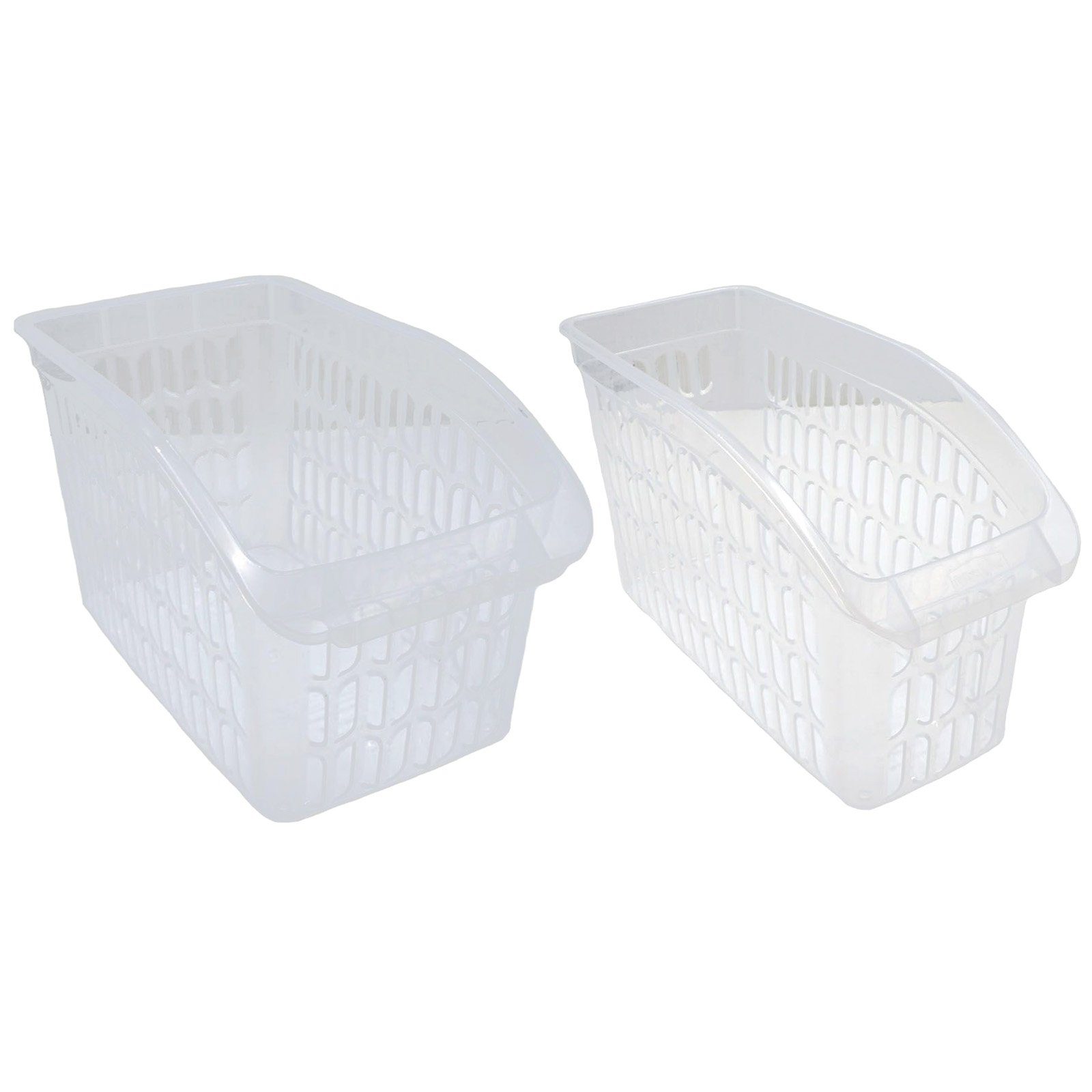 HAC24 Aufbewahrungskorb Aufbewahrungsbox Schrankkorb Regal Organizer Ordnungskorb Kunststoff (Set, 2 St), Transparent