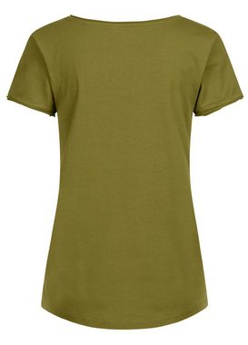 Feuervogl T-Shirt fv-Ame:lie, T-Shirt, V-Neck, Open hem Offene Kanten, Schräge Seitennaht