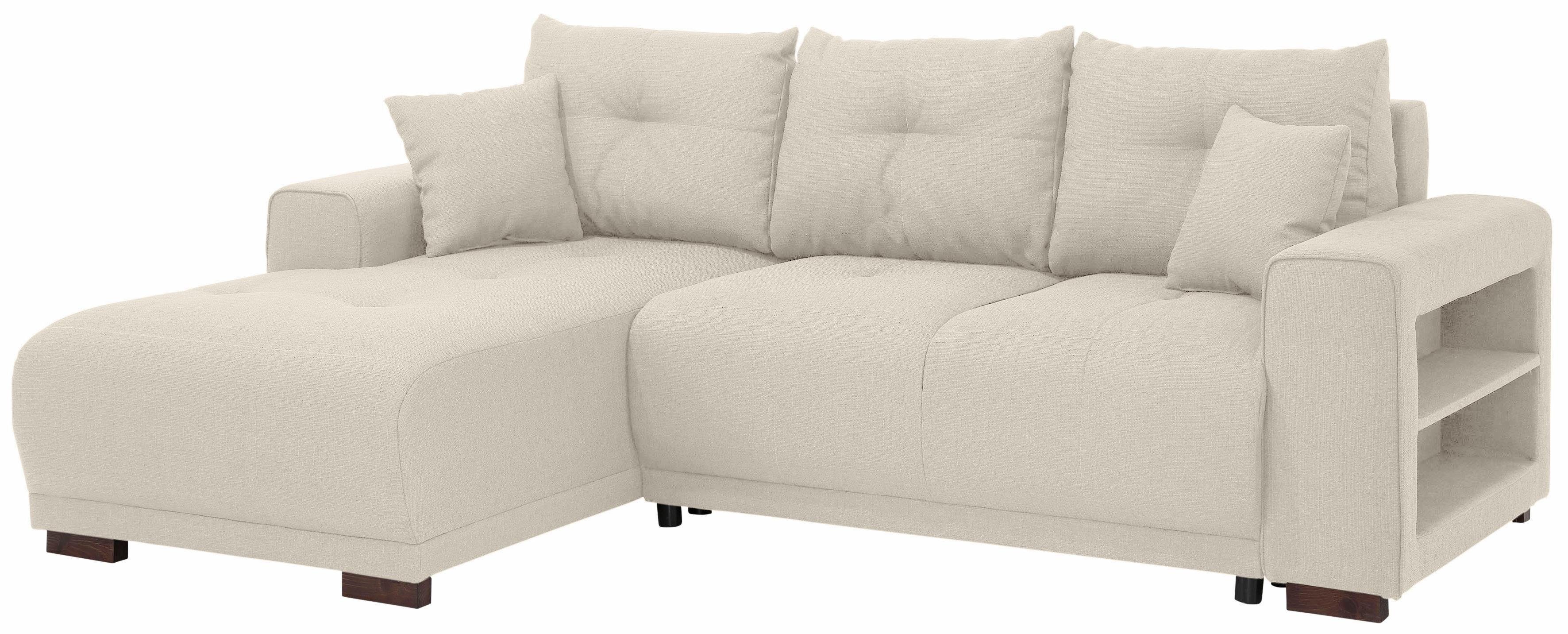 Home affaire Ecksofa Viborg L-Form, mit Regal in der Armlehne, wahlweise mit Bettfunktion