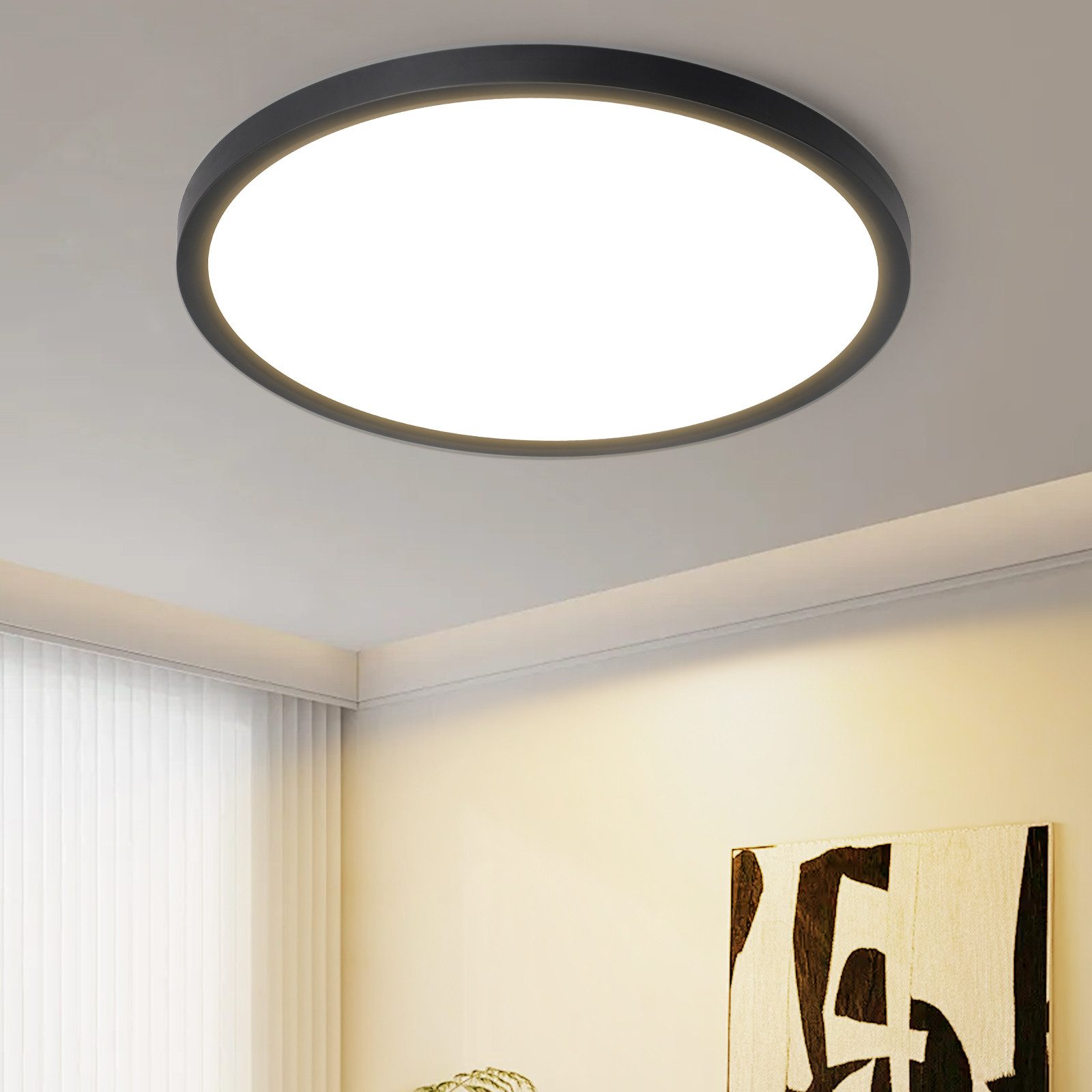 ZMH LED Deckenleuchte Whonzimmer ∅18CM Schwarz/Weiß Schlafzimmerlampe 15W f günstig online kaufen