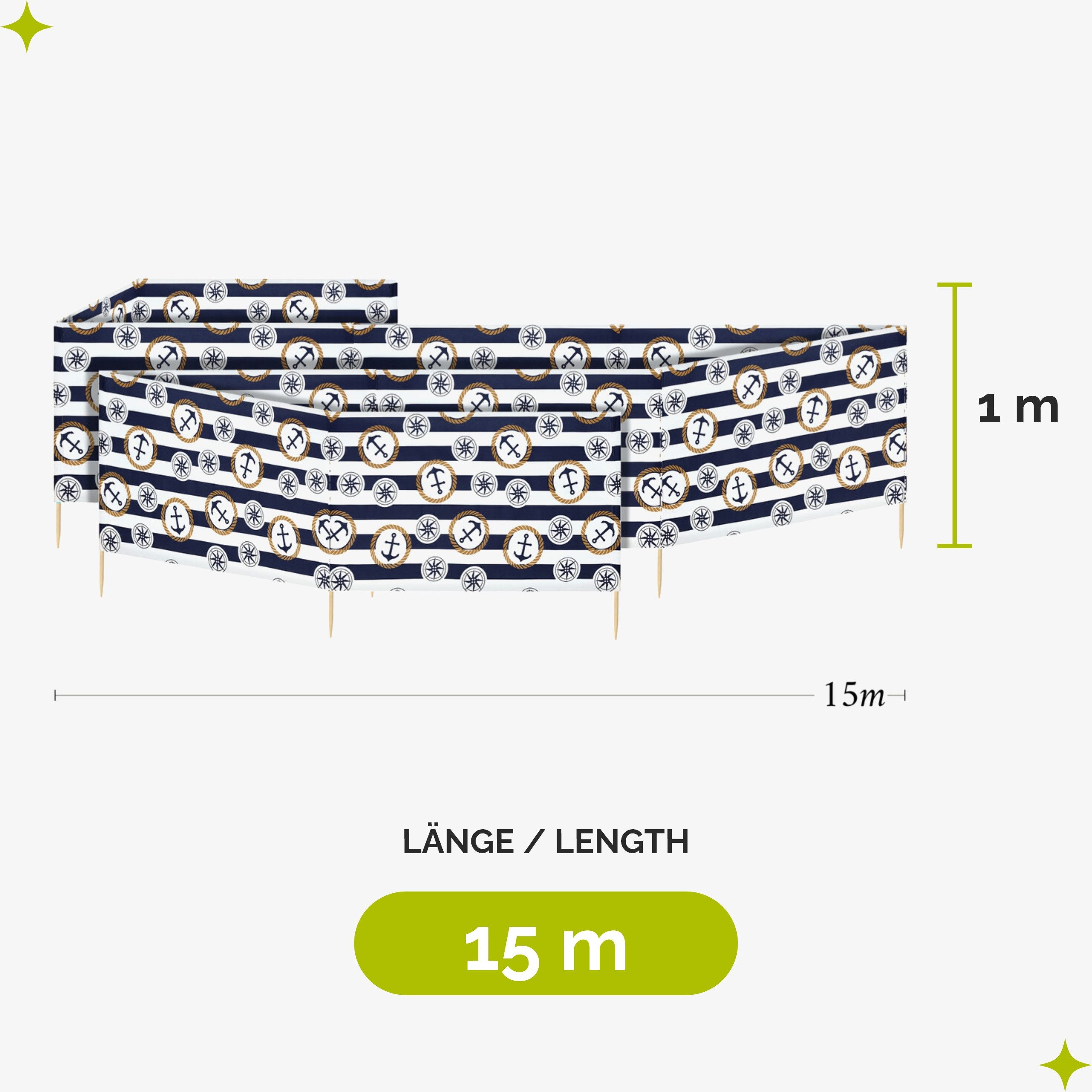 Garronda Windschutz Strand Sichtschutz 15m lang günstig online kaufen