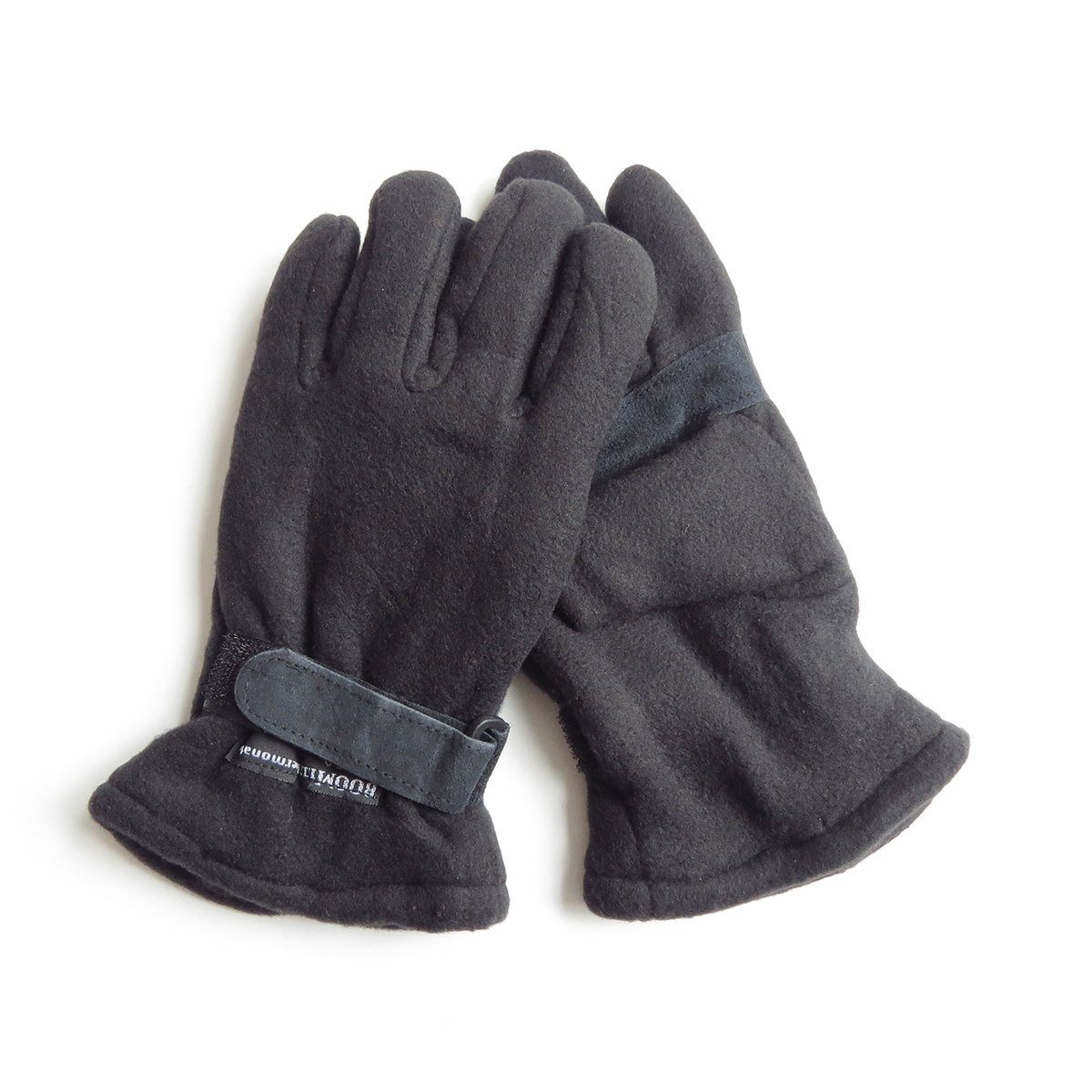 Handschuhe Klettverschluss Hellgrau Schwarz Originelli Sonia Farbe: Winter Strickhandschuhe Fleece Schwarz, Finger