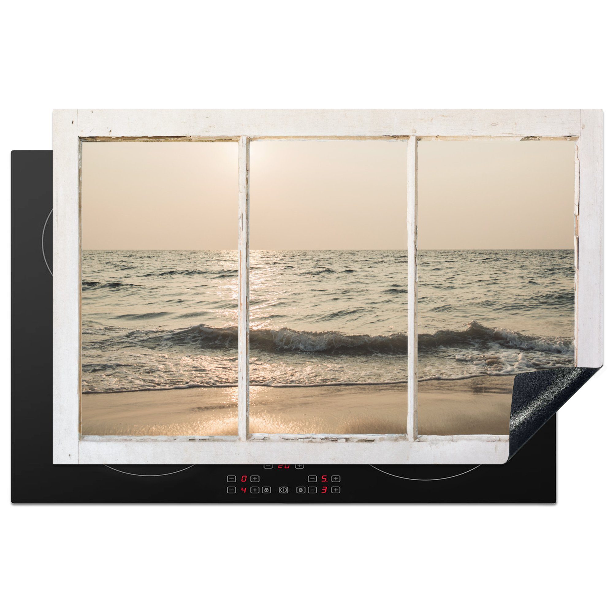 MuchoWow Herdblende-/Abdeckplatte Aussicht - Strand - Meer, Vinyl, (1 tlg), 81x52 cm, Induktionskochfeld Schutz für die küche, Ceranfeldabdeckung