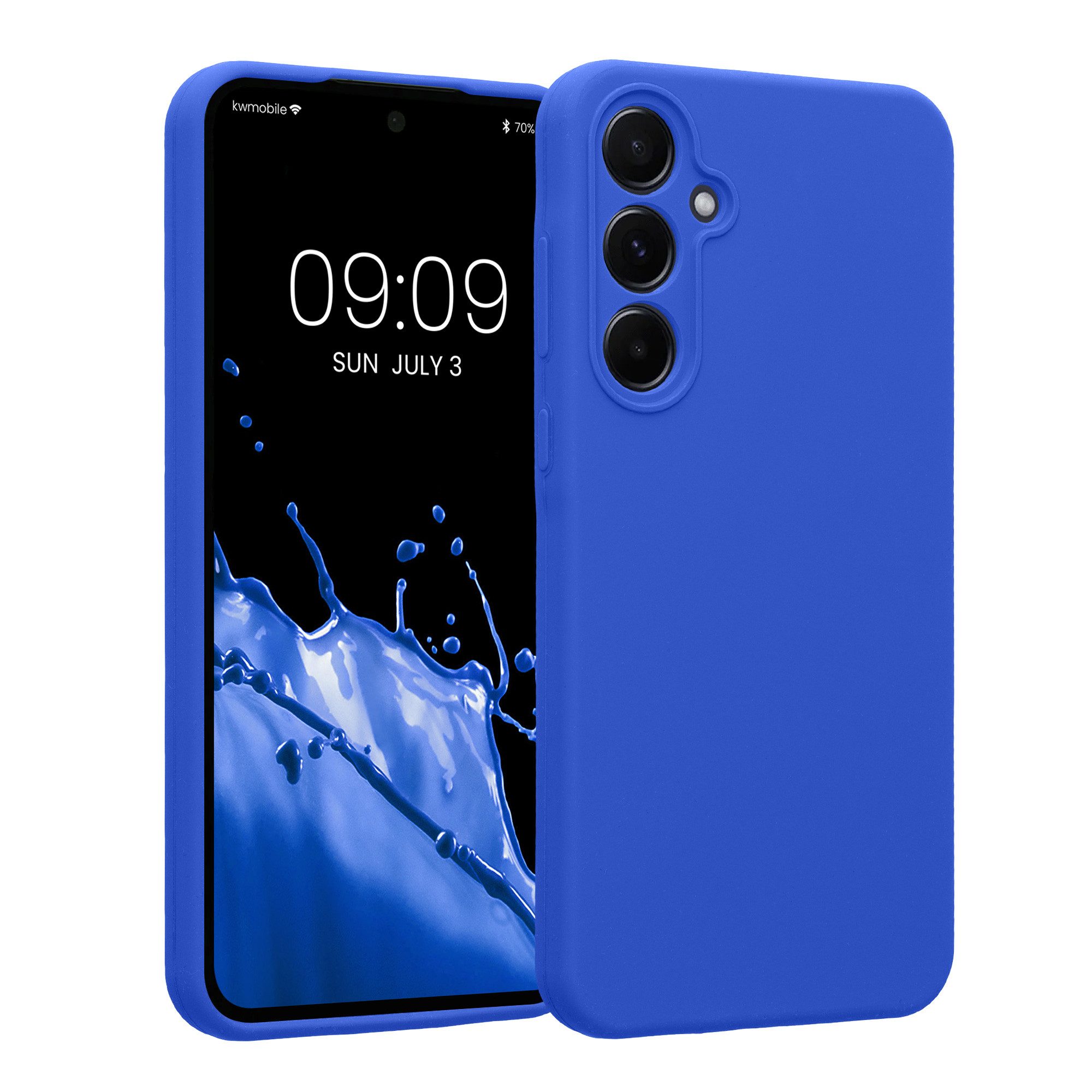 kwmobile Handyhülle Handyhülle für Samsung Galaxy A55 5G Hülle, Hülle Silikon gummiert - Handyhülle - Handy Case in Baltik Blau