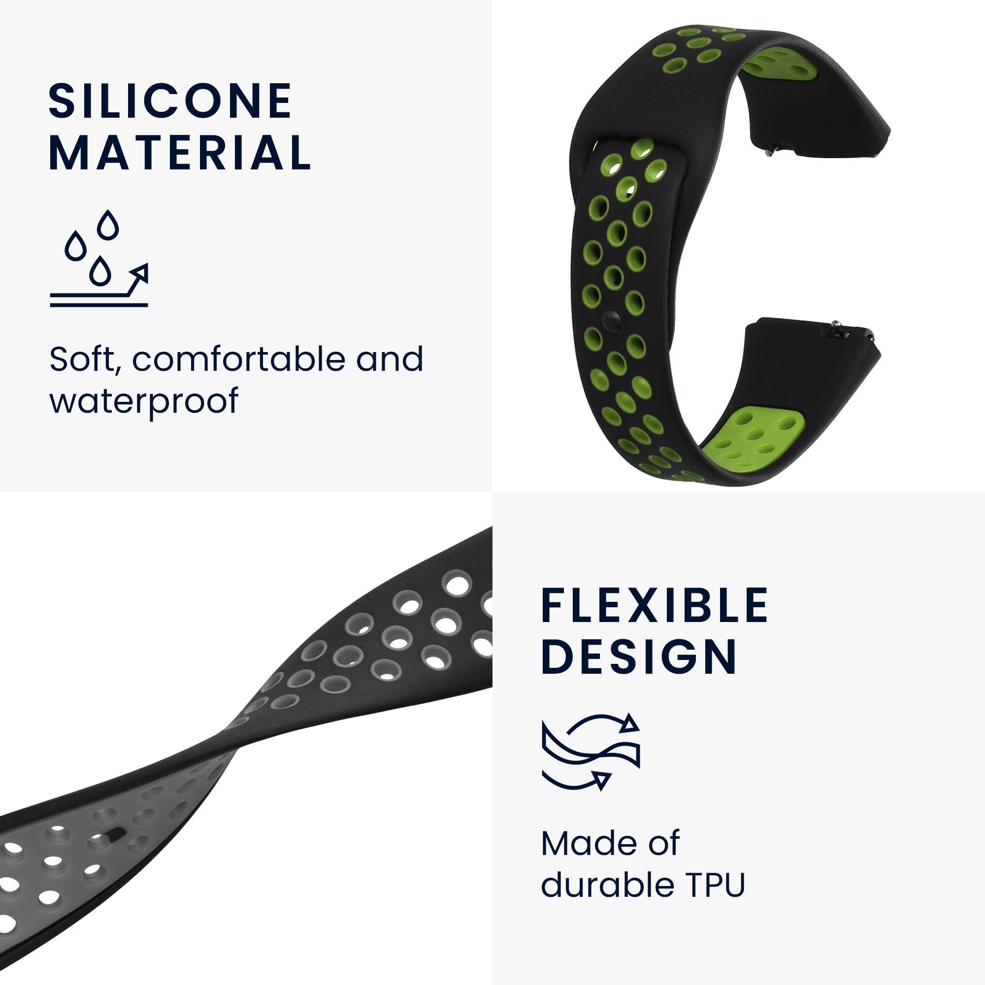 kwmobile Uhrenarmband für Xiaomi Redmi Watch 3 Active Armband Smartwatch, 2-tlg., Ersatzarmband für Fitnesstracker - Wechselarmband Smartwatch