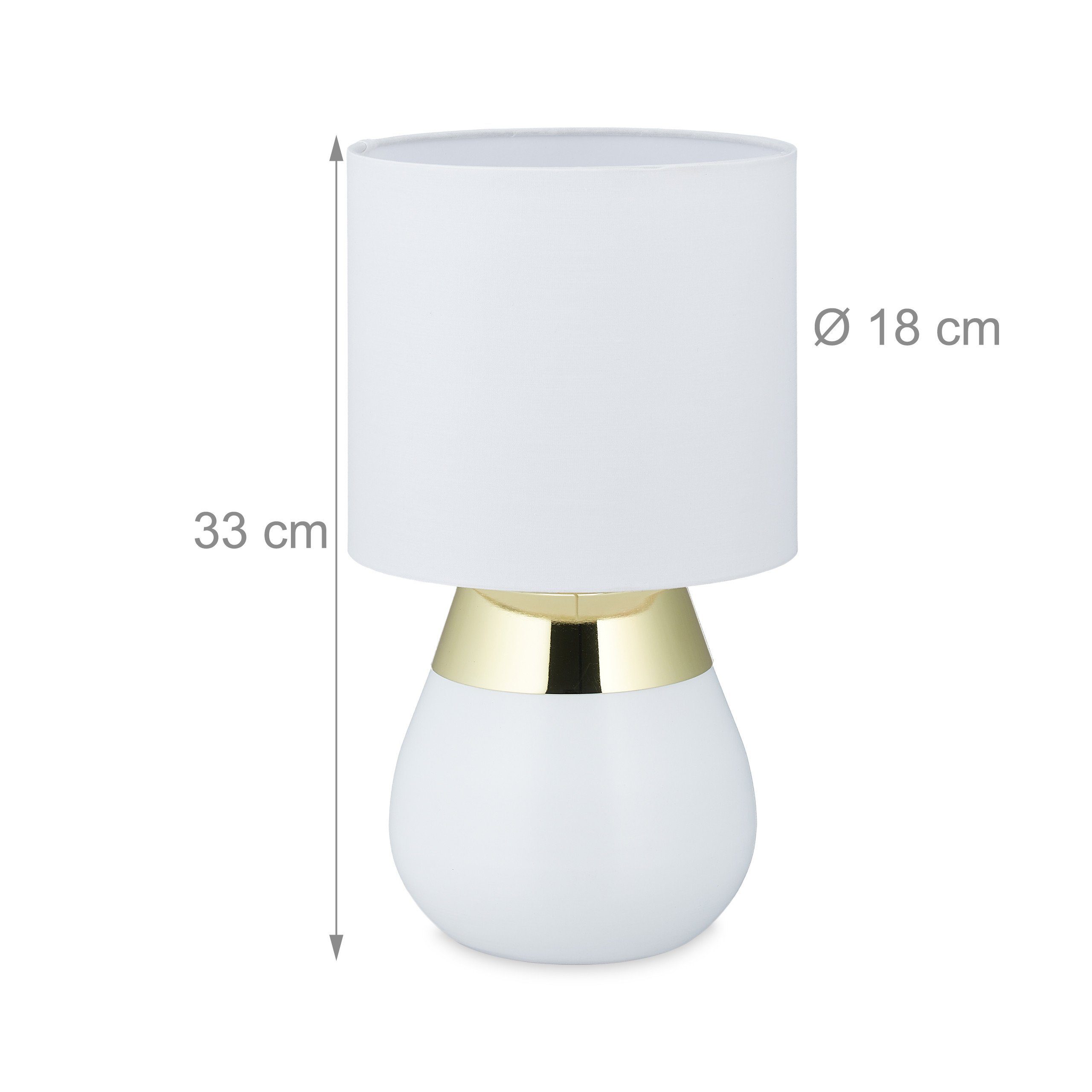 Weiß Gold Ovale mit Tischleuchte Tischlampe Gold Touch, relaxdays