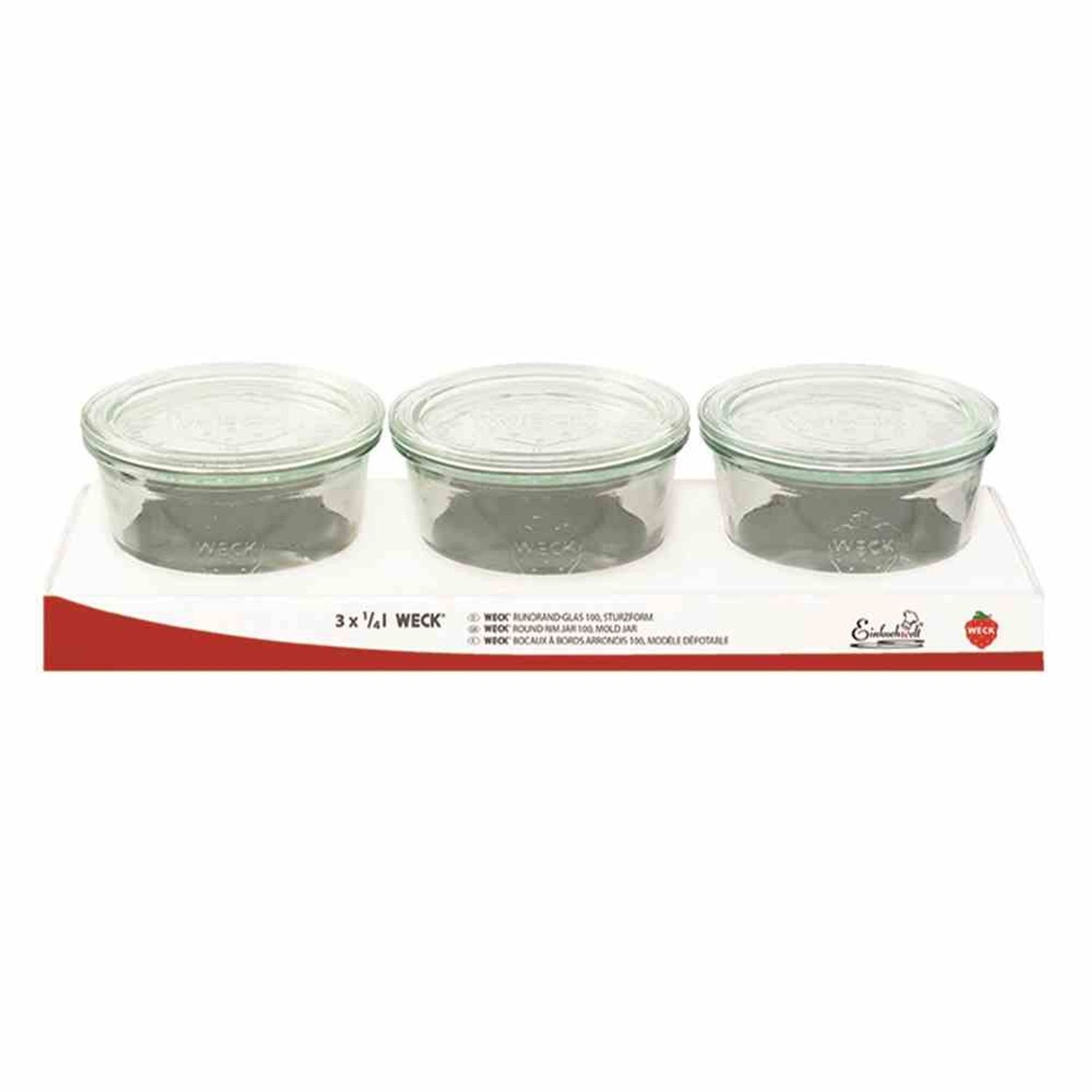 WECK Einmachglas Sturzform-Glas 3Stk 250ml Einkochen Vorratsgläser Gläser Kochen Küchen, Glas