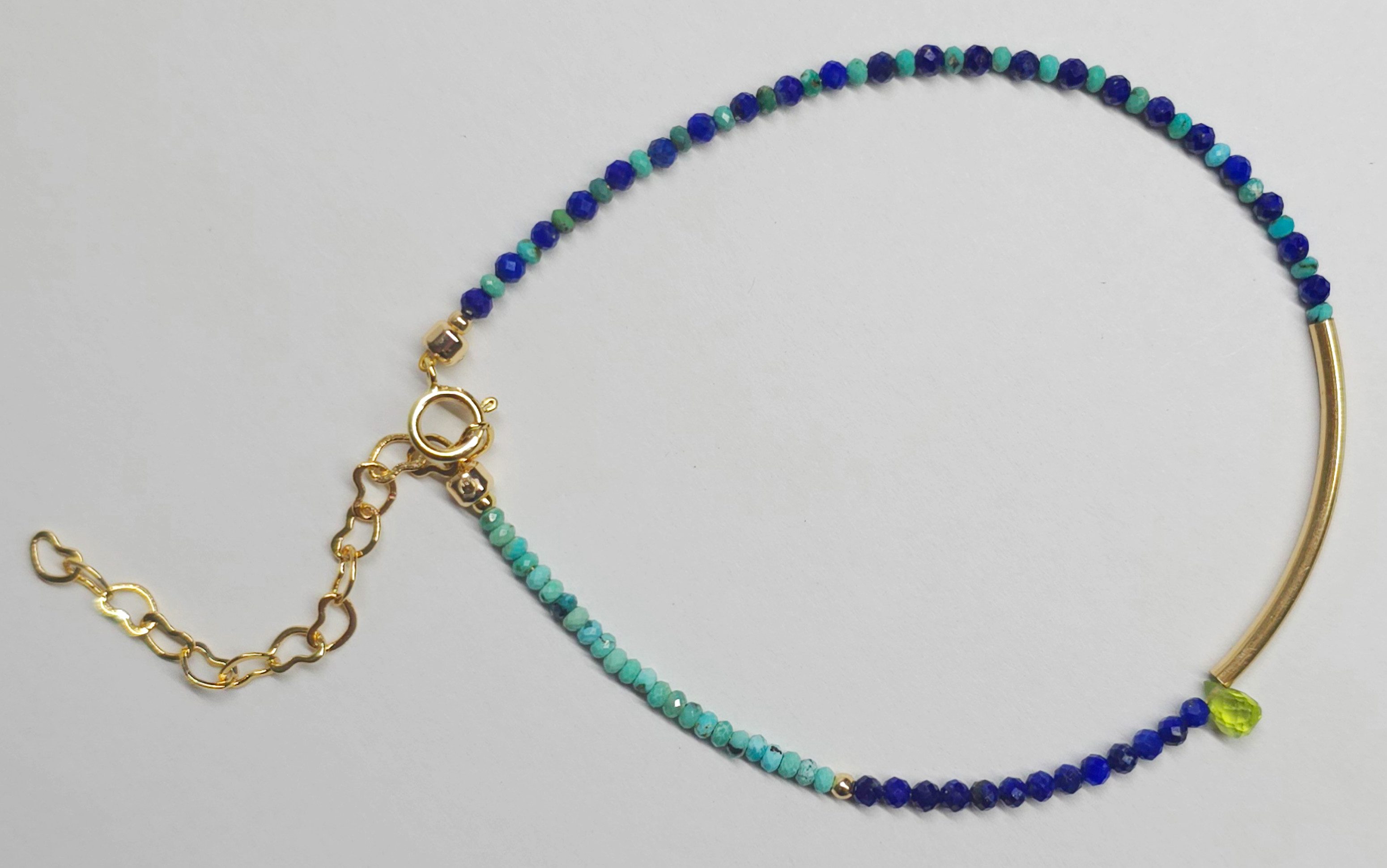 GOLDEN Charm-Armband Edelstein Armband Türkis Lapislazuli 14K Gold Filled Damen
