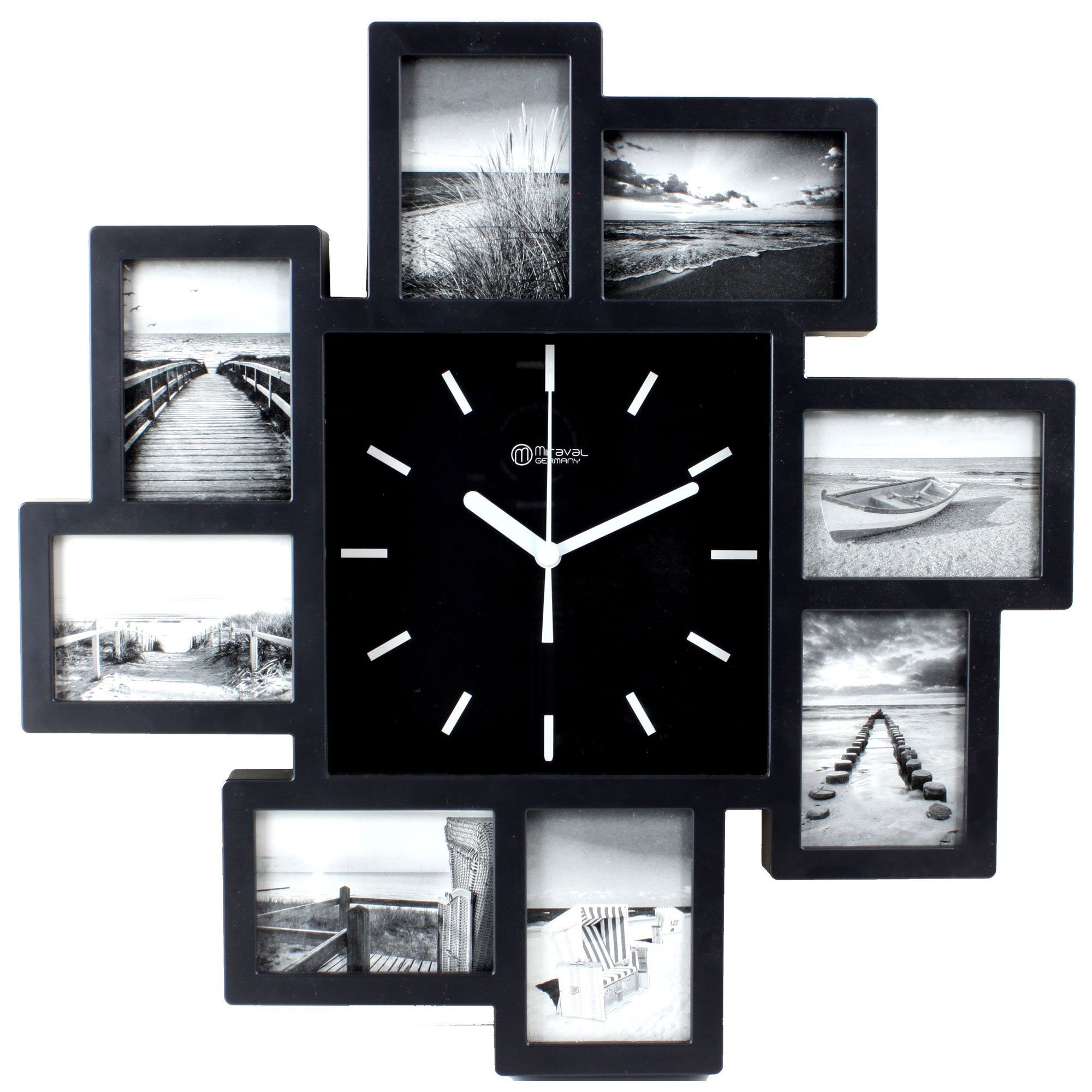 Miraval Wanduhr Design Wanduhr 8 Bilderrahmen Bilderahmenwanduhr günstig online kaufen