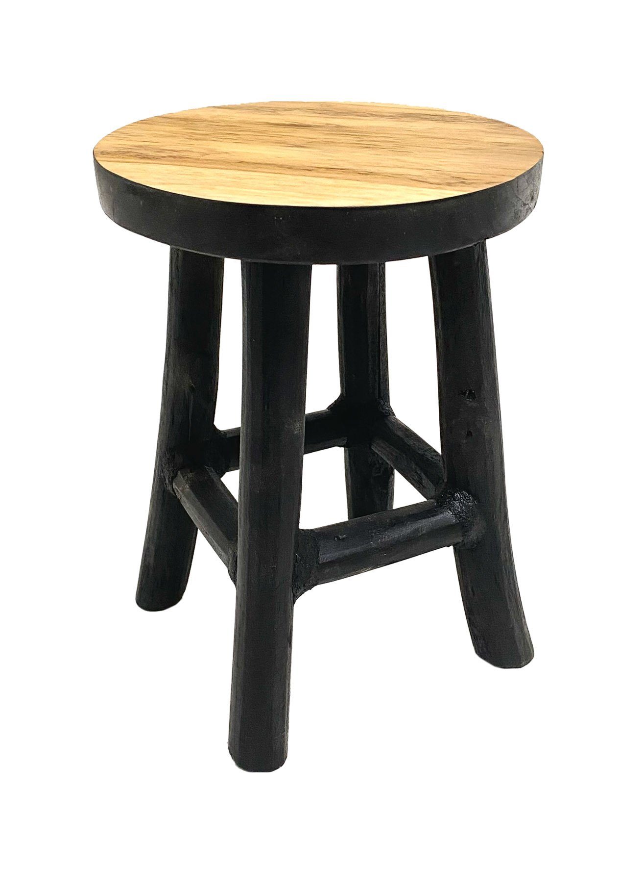 Spetebo Blumenhocker Teak Blumenhocker - schwarz / Ø 17 cm (Packung, 1 St., Massivholz), Holz Pflanzen Ständer mit 4 Füßen. € 12,95