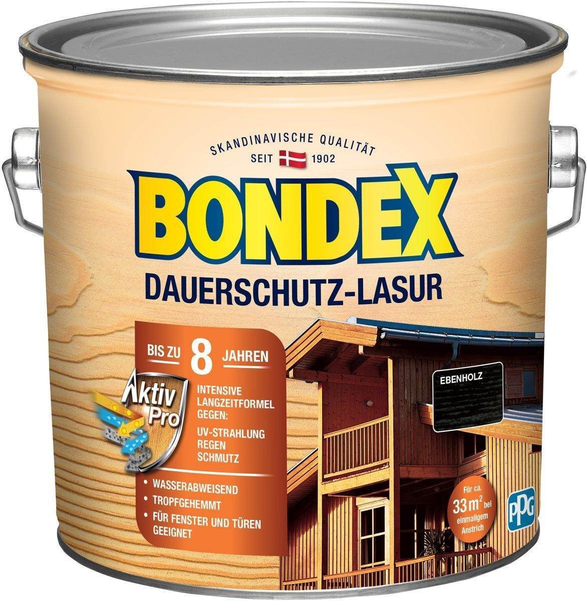Bondex Holzschutzlasur BONDEX Dauerschutz-Lasur Außen, Holzfarbe, wetterschutz, 2,5 l