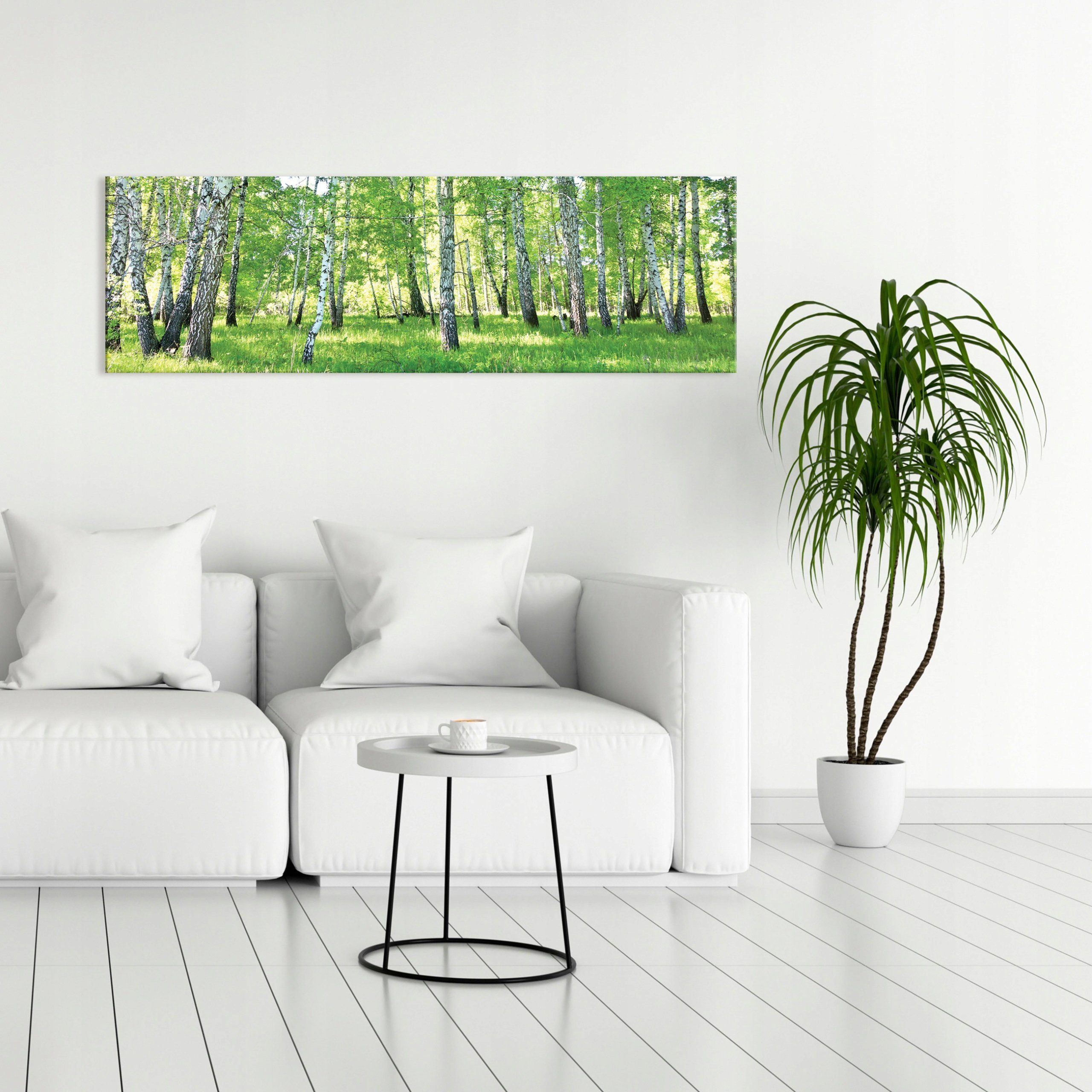 Wallarena Leinwandbild Wald Grün Birkenwald Landschaft Natur Wand Deko 145x günstig online kaufen