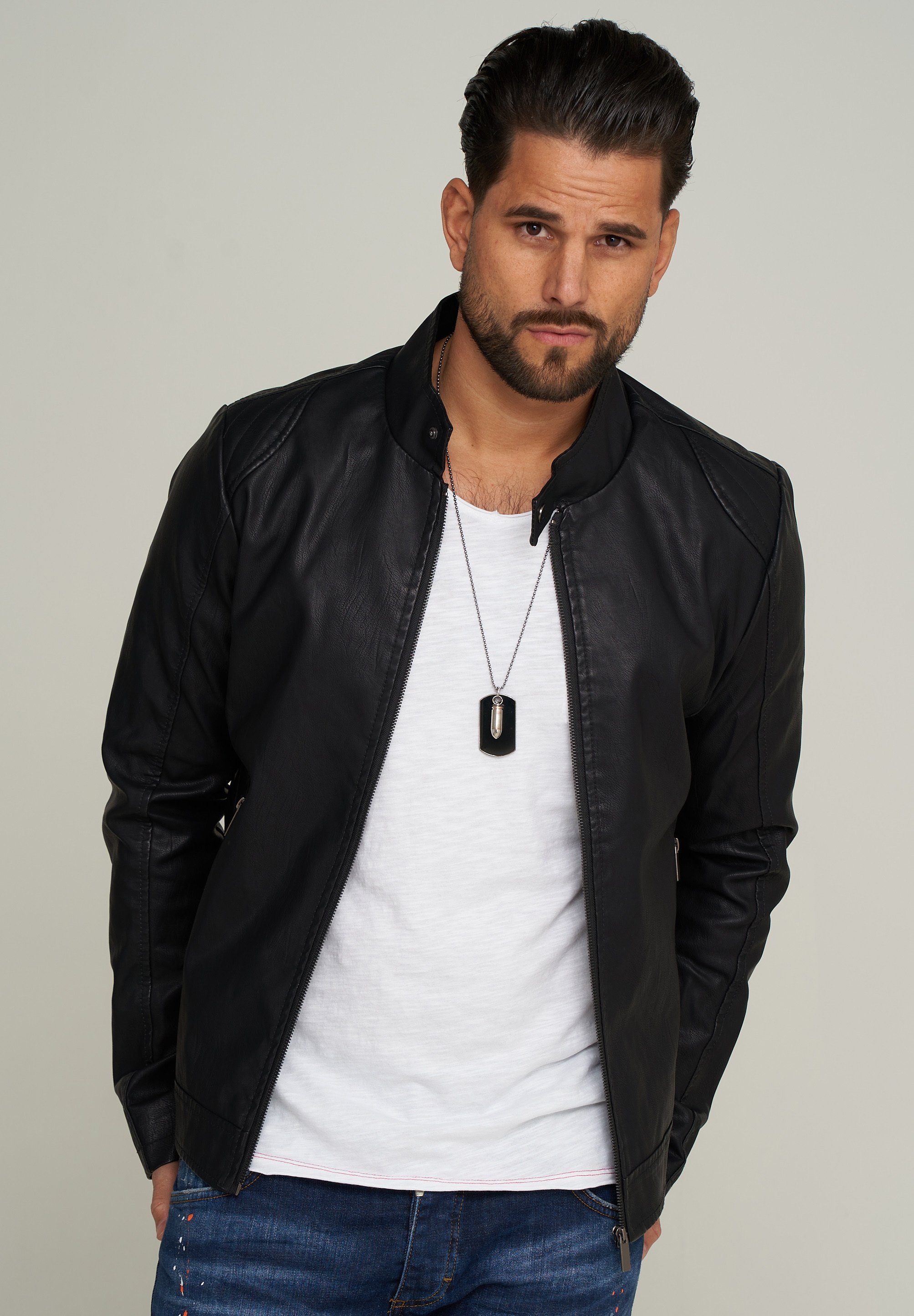 SOULSTAR Lederimitatjacke MJEGNA im Bikerjacken-Stil günstig online kaufen