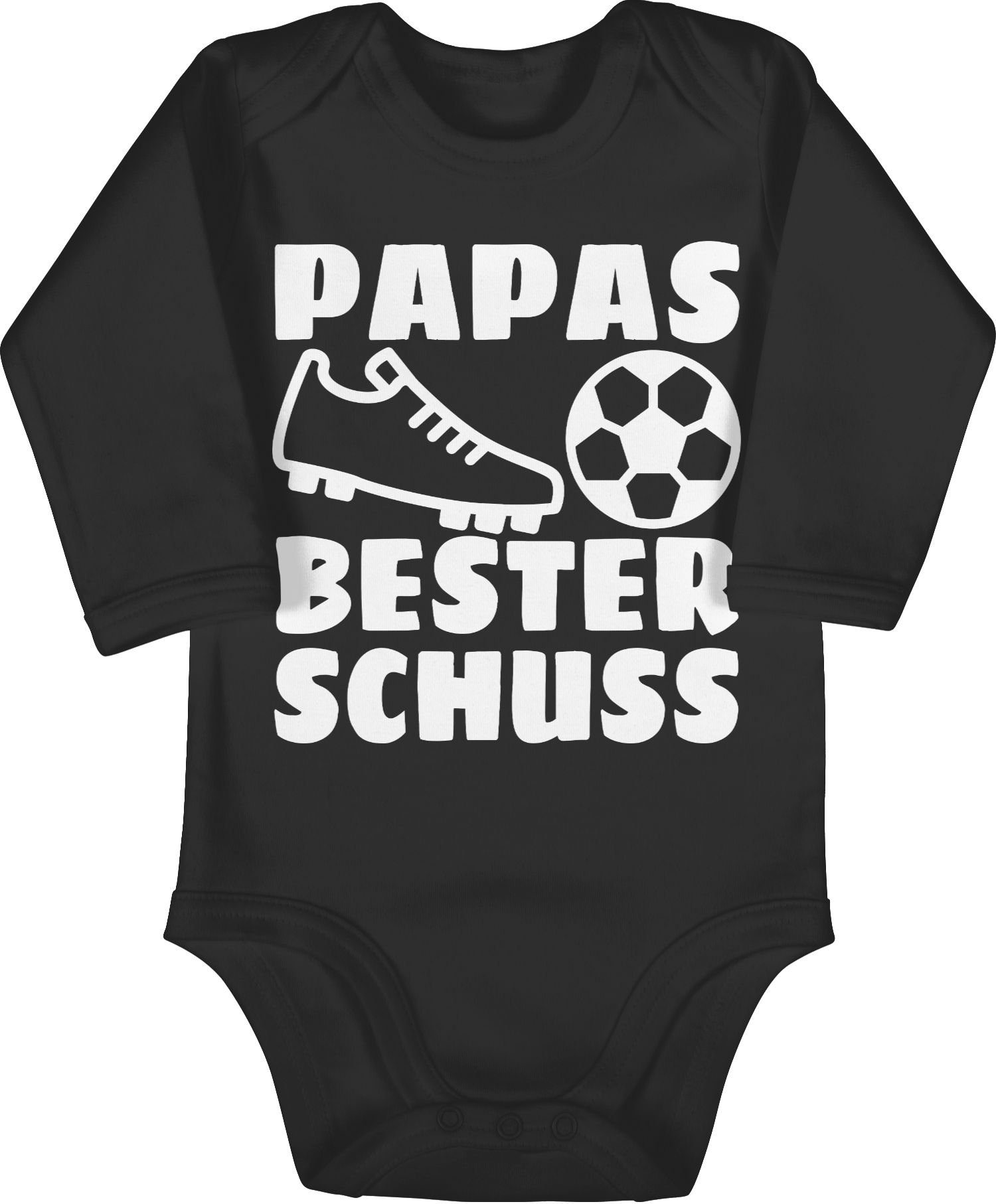 Shirtracer Shirtbody Papas bester Treffer mit Fussball - weiß Geschenk Vatertag Baby 1 Schwarz