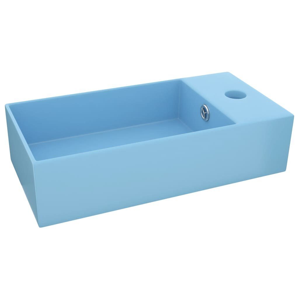 vidaXL Waschbecken Badezimmer-Waschbecken mit Überlauf Keramik Hellblau