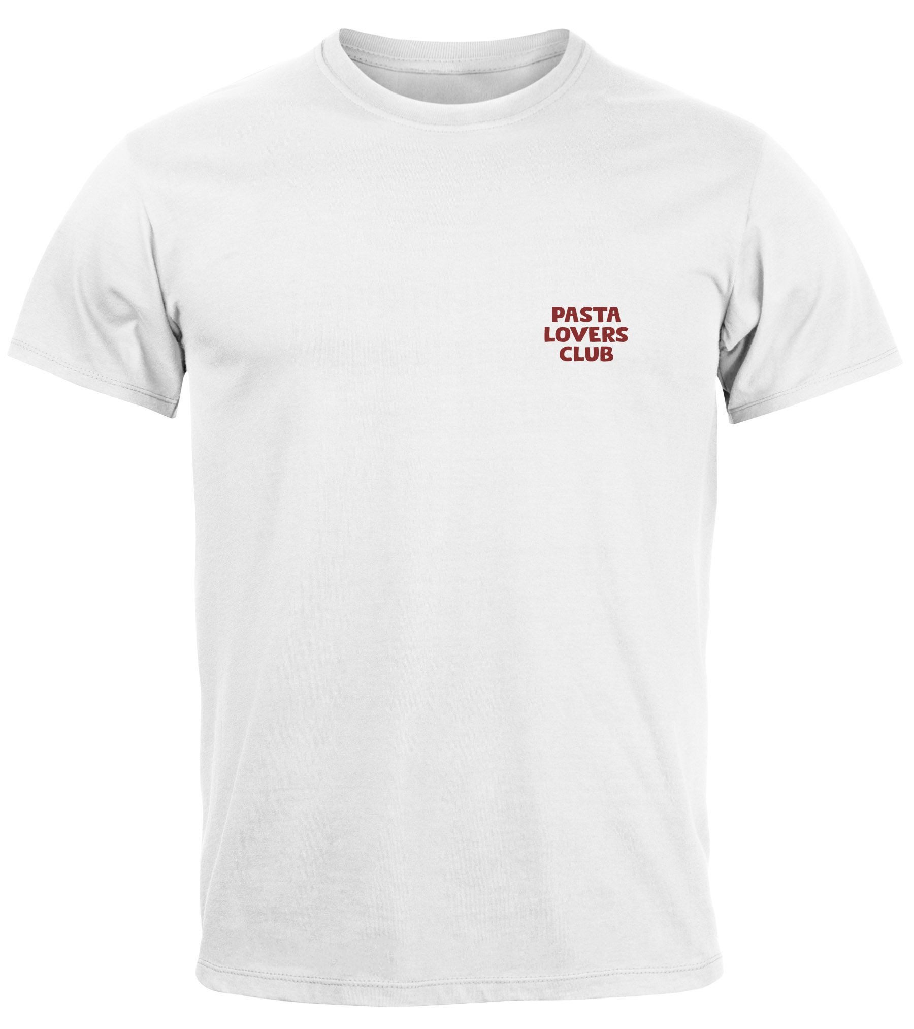Print-Shirt Herren T-Shirt Backprint Katze Rückendruck Brustloge Pasta Lovers