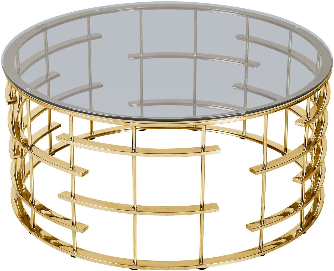 | Gestell Edelstahl Gold | rostfreiem Grau gefertigt Couchtisch, aus Gold, SalesFever Grau