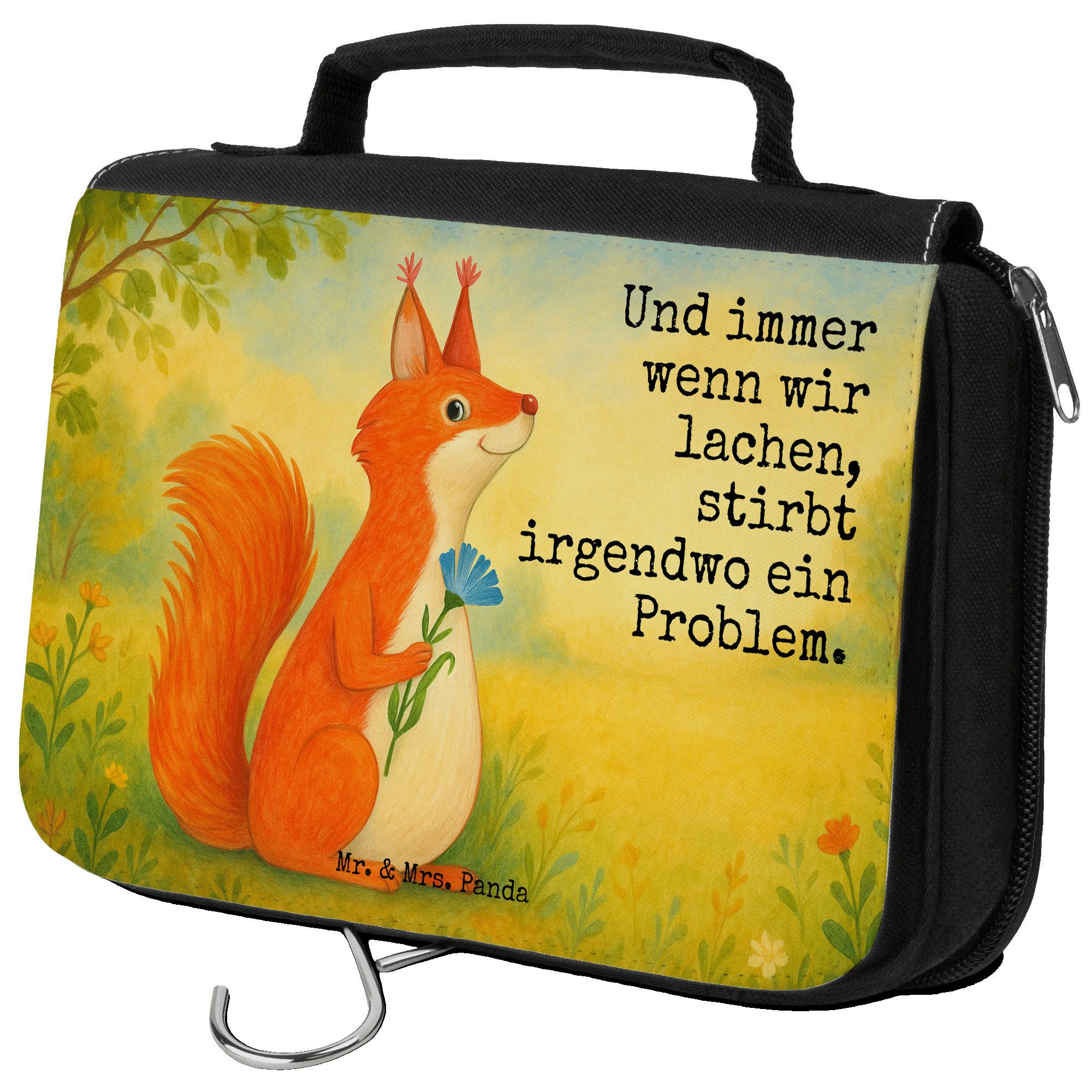 Kulturbeutel Eichhörnchen Blume Design, Kosmetiktasche, Weiß, badtasche, kulturtäs