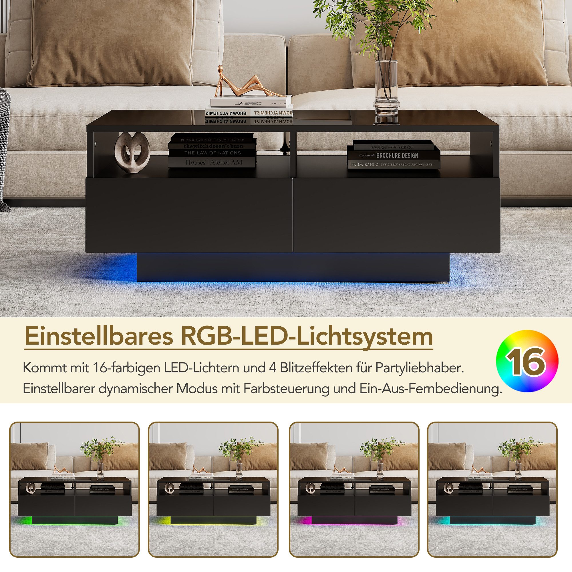 Merax Couchtisch mit Schubladen und Stauraum günstig online kaufen