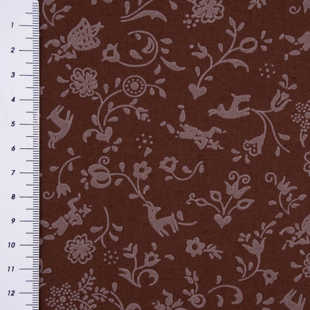 SCHÖNER LEBEN. Stoff Baumwollstoff Meterware Trachten Blumen Tänzer Gämse braun 1,50m