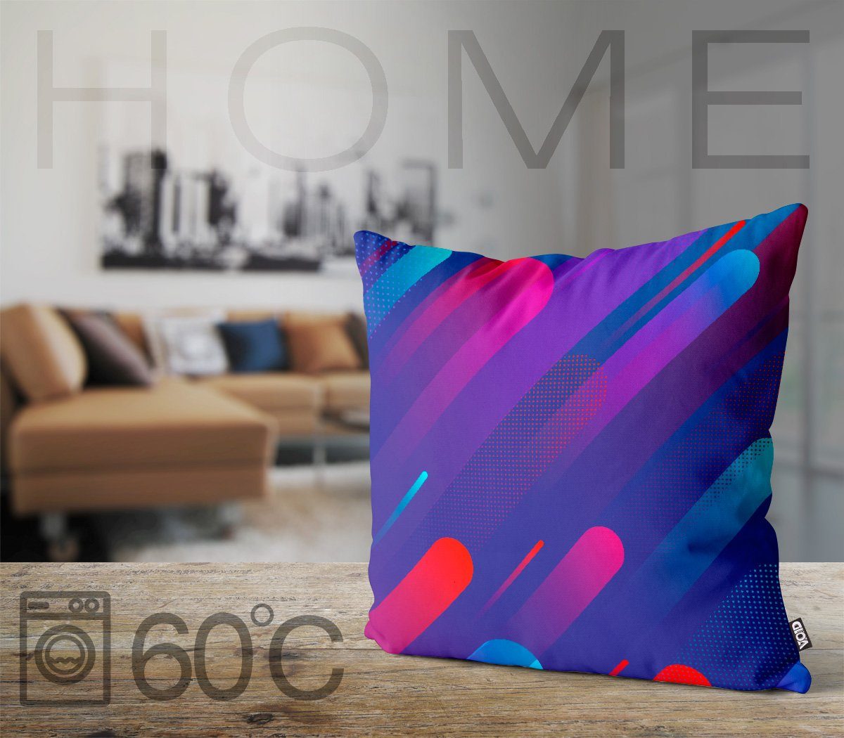 Deko Linie Sofa-Kissen bunt VOID csd abstrakt muster (1 glühen Kunst deko pride Stück), Kissenbezug, gradient farbenfroh geometrisch Design Wohnzimmer Spektrum modern