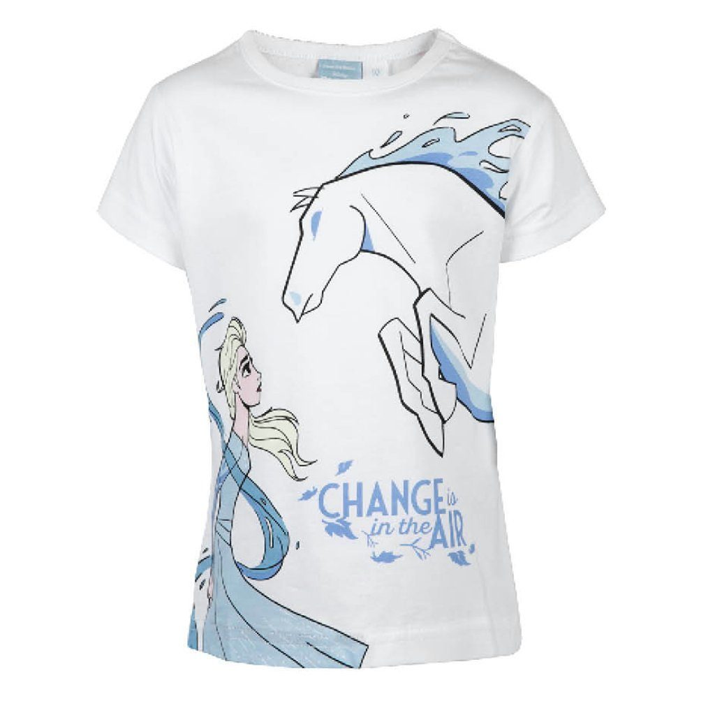 Disney Print-Shirt 128, bis Mädchen Weiß Kinder T-Shirt Die Eiskönigin Gr. Elsa 100% Baumwolle 92
