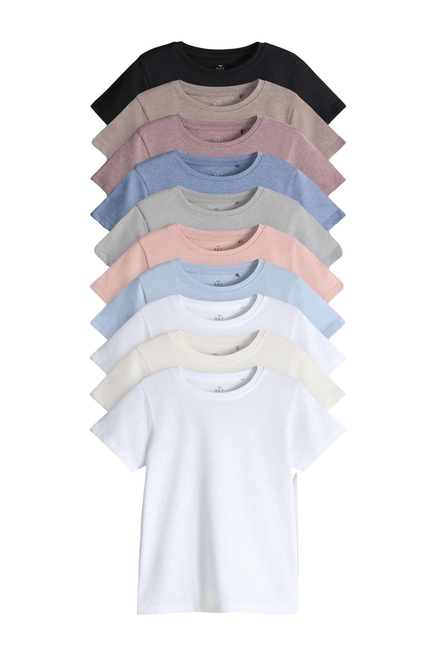 The Set T-Shirt The Set Regular Fit Kurzarm-T-Shirts, 10er-Pack (10-tlg)