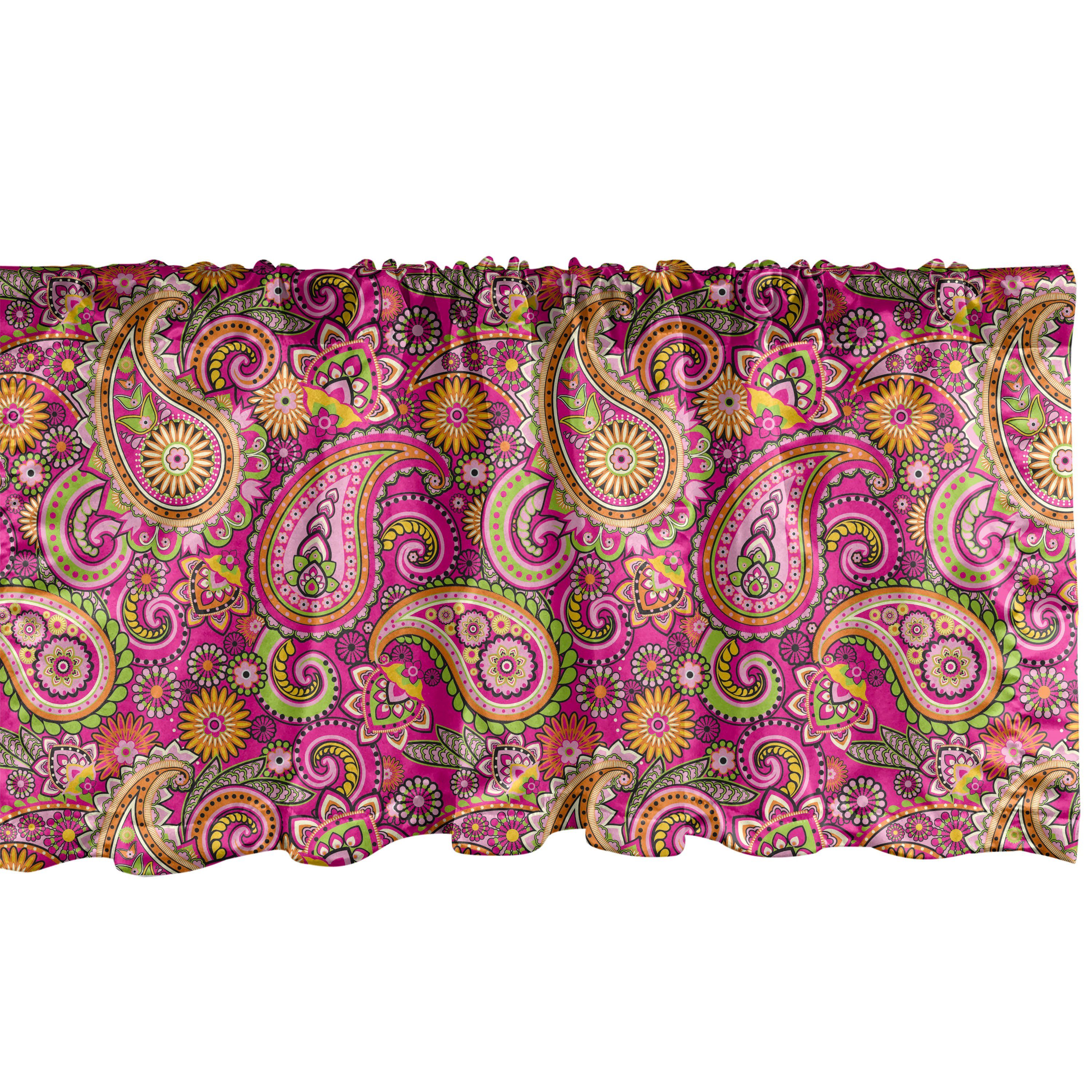 Scheibengardine Vorhang Volant für Küche Schlafzimmer Dekor mit Stangentasche, Abakuhaus, Microfaser, Hippie Blossom Persian Folk