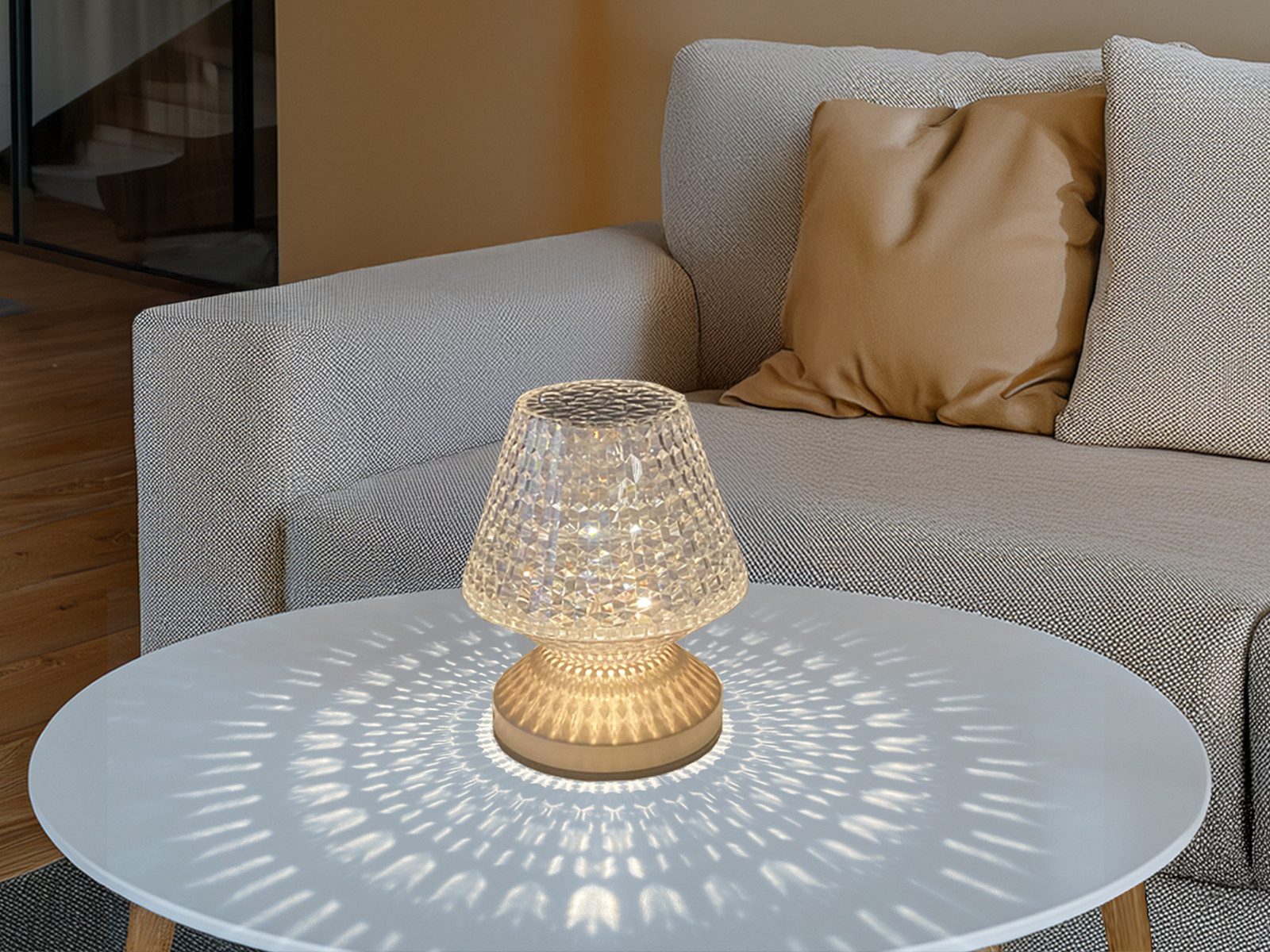 meineWunschleuchte USB-Tischleuchte mit Akku, Höhe 15cm, kleine aufladbare Tischlampe kabellos ohne Strom mit Touch Funktion