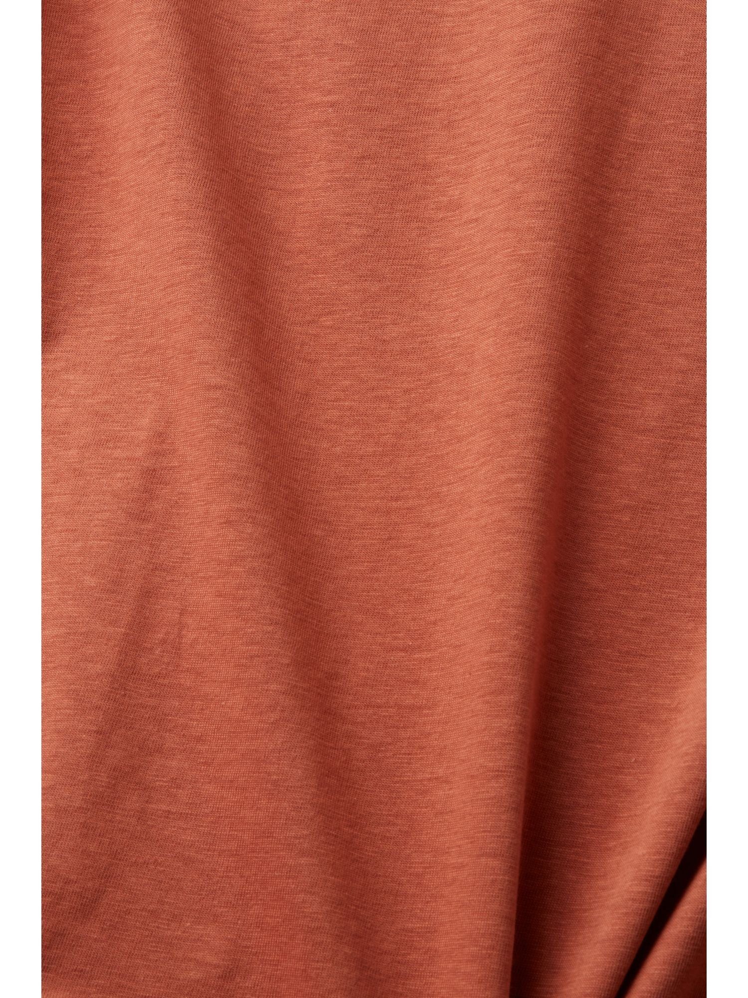 T-Shirt (1-tlg) mit % Esprit 100 TERRACOTTA T-Shirt Baumwolle Rundhalsausschnitt,