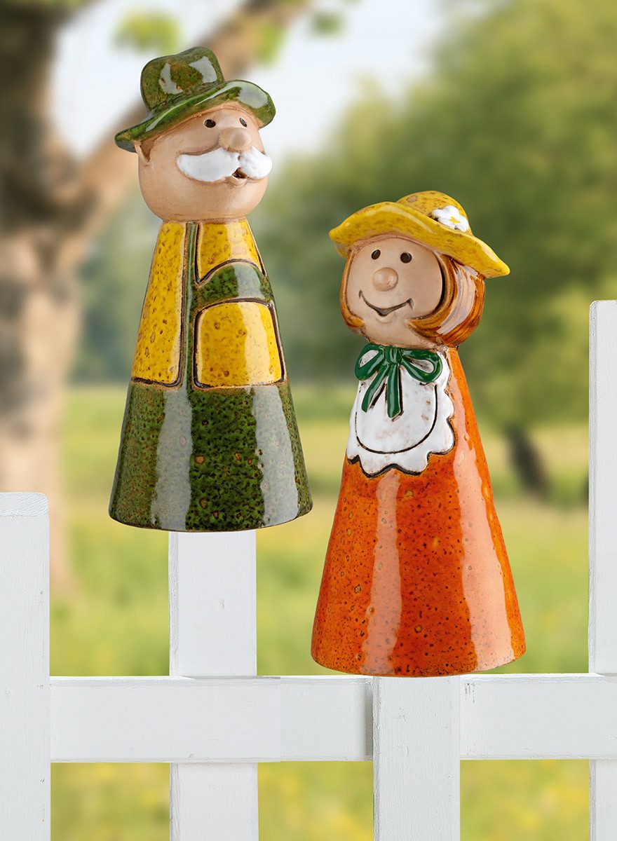 MF Gartenfigur Zaunfigur Gartenpaar Leni und Paul Keramik grün orange, (2 St)