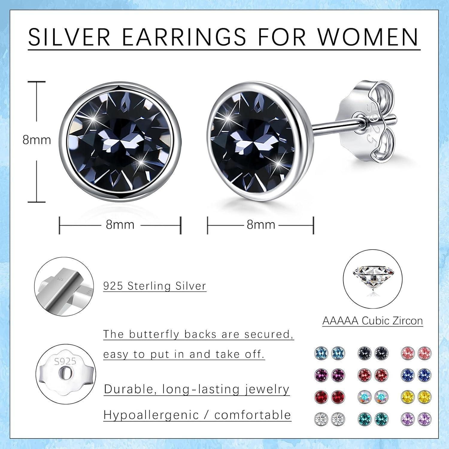 LuxusKollektion Schmuckset Ohrstecker 925 Silber 8mm Kristall Aurore Damen günstig online kaufen