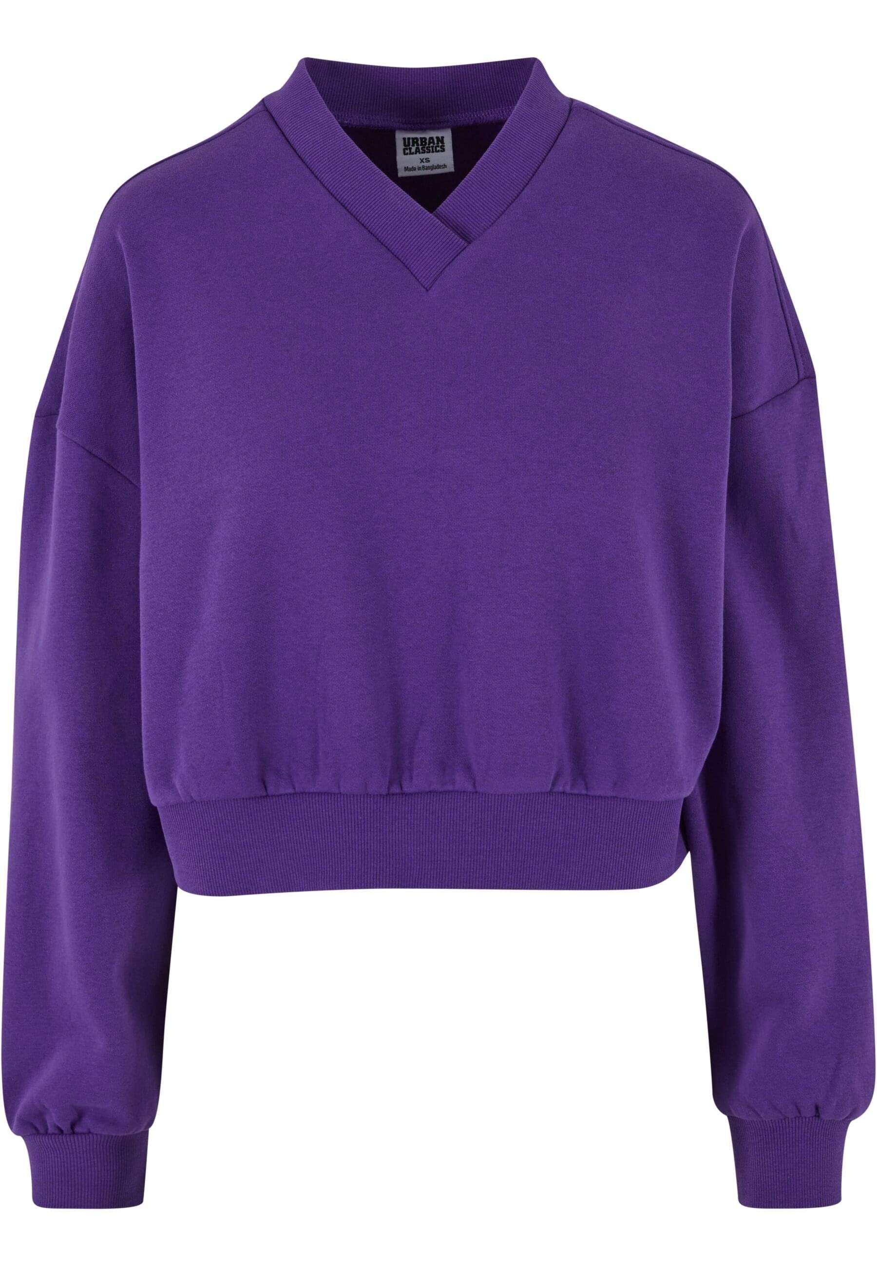 URBAN CLASSICS (1-tlg), Baumwollmischung V-Shirt Cropped V-Neck aus Damen angenehmer T-Shirt Ladies Stylisches