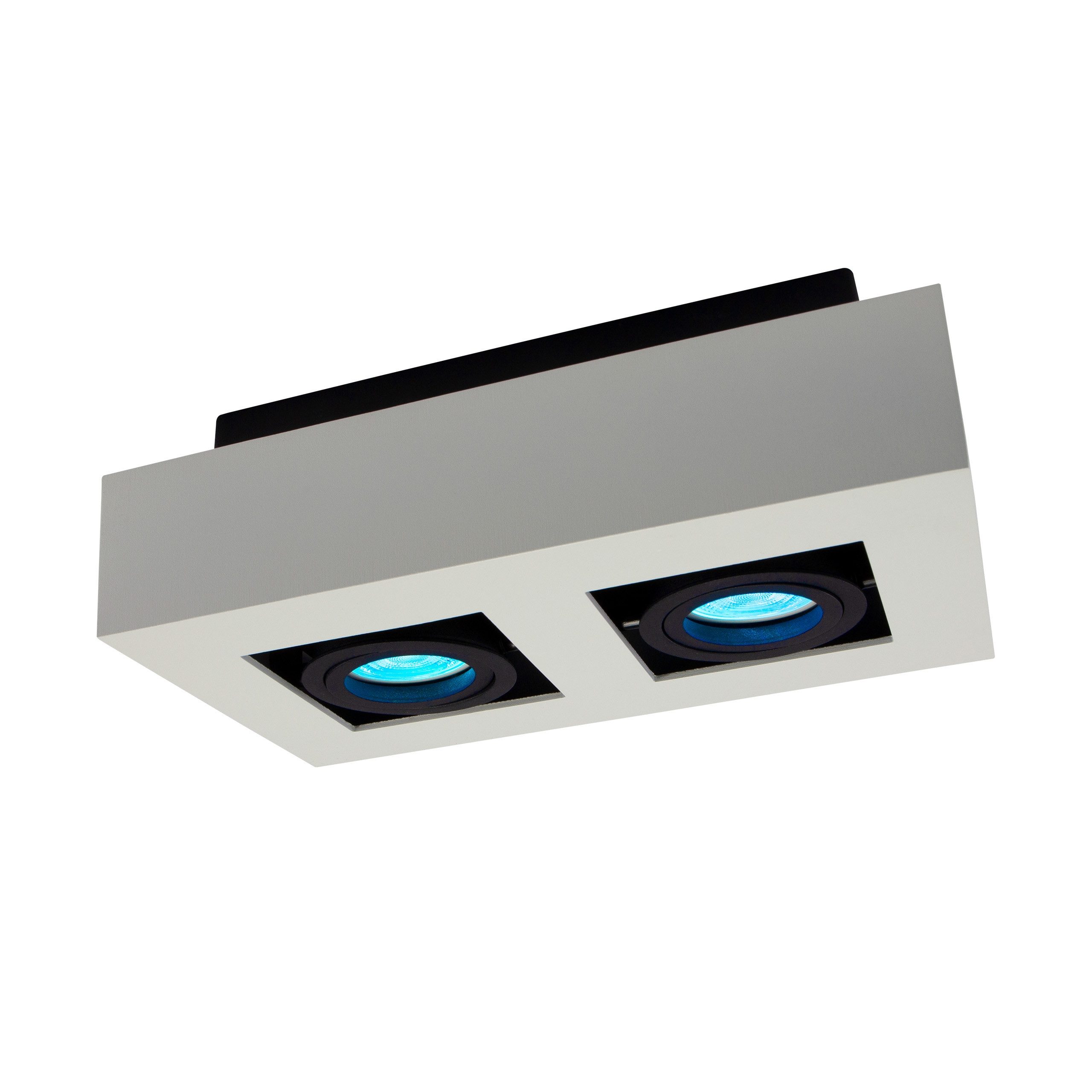Spectrum Aufbauleuchte Mirora GU10 2 fach Deckenleuchte schwarz&weiß schwenkbar max.35W eckig, Kein Leuchtmittel enthalten, Schwenkbar, 2 fach