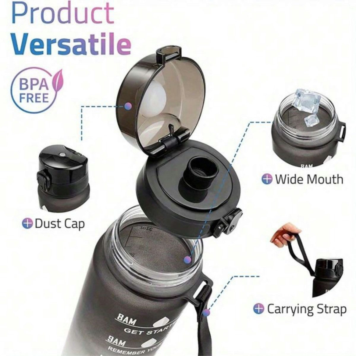 WS-Trend Trinkflasche XL Sportflasche Wasserflasche Flasche 1000 ml in 7 Farben