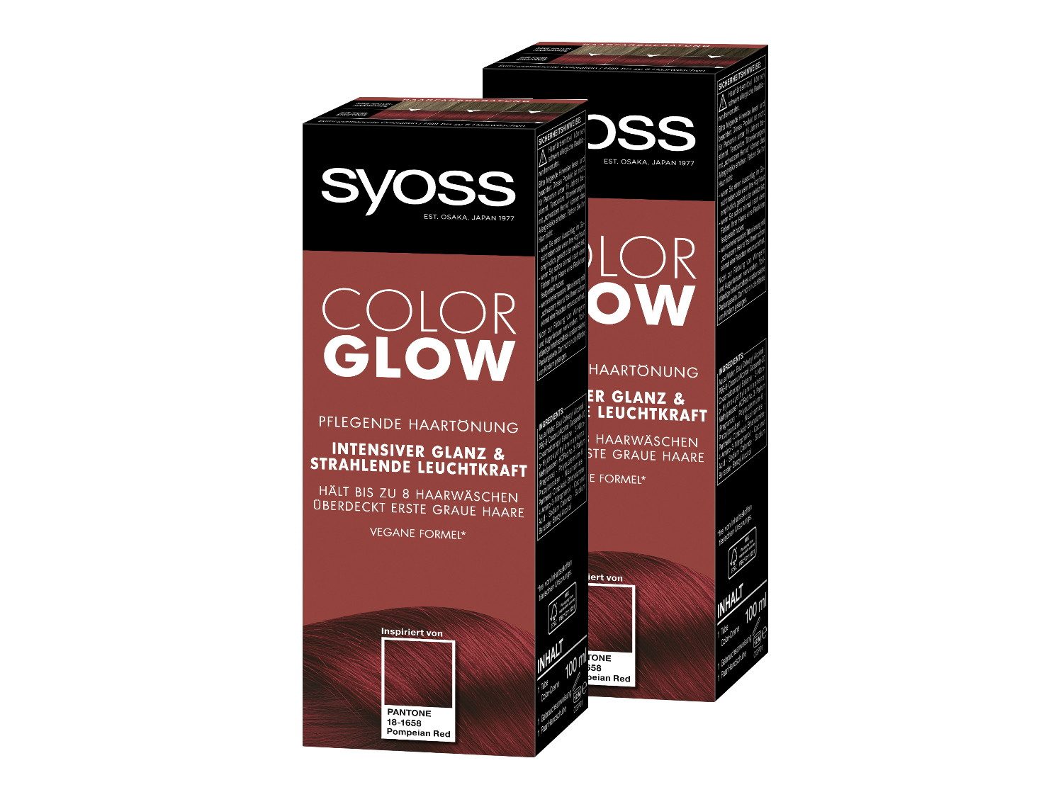 Syoss Haartönung Color Glow Pflegend Pompeian Red Pantone 18-1658, 2-tlg., 2x 100 ml, für strahlende Farbintensität bis zu 8 Haarwäschen