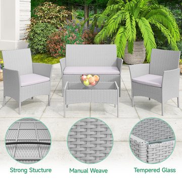 BIGZZIA Gartenlounge-Set Gartenmöbel-Set für den Außenbereich aus Rattan