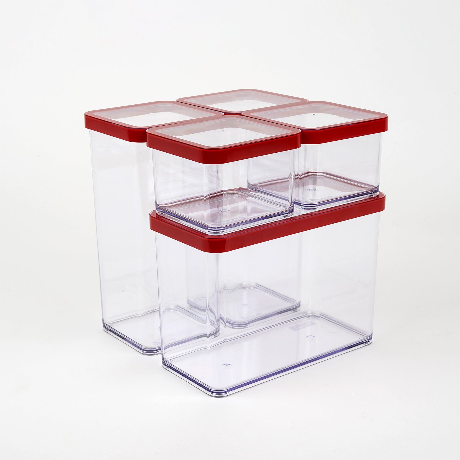 Loft Transparent Kunststoff ROTHO 5er-Set mit (Vorratsdosenset, BPA-frei, Deckel Vorratsdose verschiedene / Set 5-tlg) (PP) lebensmittelechter Vorratsdosen Rot Größen,