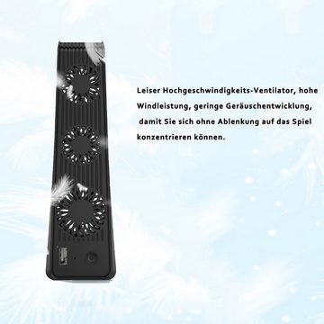 Tadow PS5 Mainframe-Kühlgebläse, PS5 Cooling Lüfter, Mit externem Controller (USB-Anschluss und 3 Ventilatoren, Temperaturkontrolle für PS5, Schwarz)