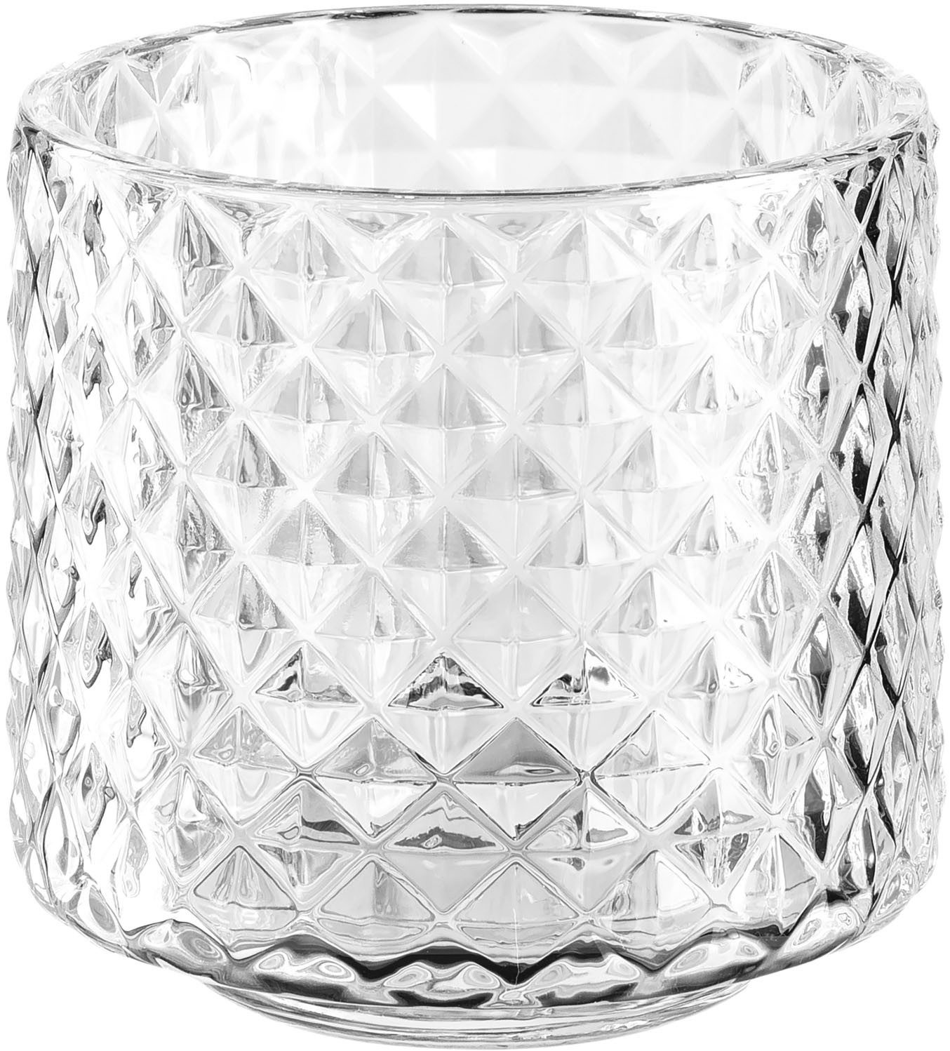 LEONARDO Teelichthalter Tischlicht POESIA, mit kleinen Rauten, Kerzenhalter (Set, 4 St), aus Glas, Höhe ca. 10 cm, Spülmaschinengeeignet