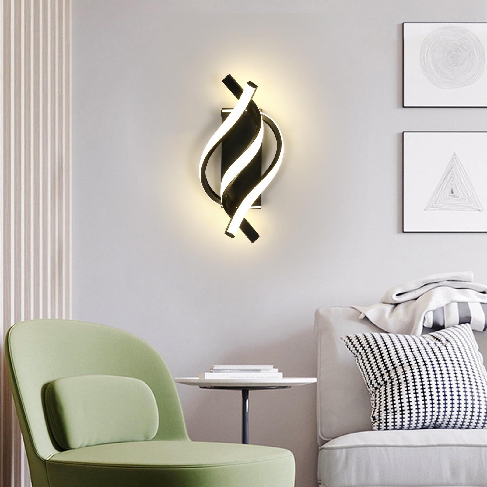 POPOLIC Wandleuchte LED-Wandleuchte schwarz für Wohnzimmer, Schlafzimmer, F günstig online kaufen