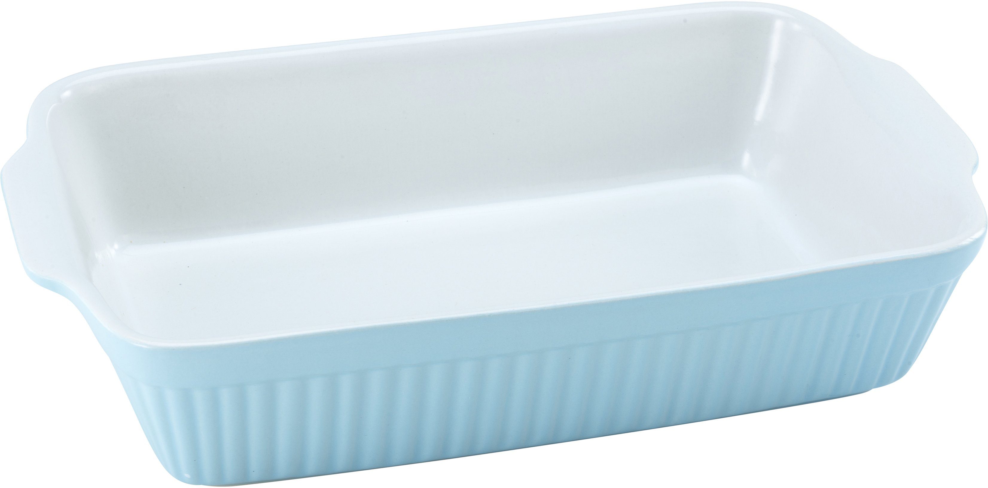 CreaTable Auflaufform Pastell Kitchen, Steinzeug, (1-St), klassisches Streifenrelief, umlaufender Kantenschutz, Pastellfarben