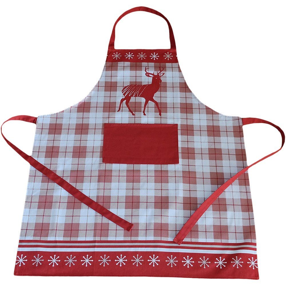 matches21 HOME & HOBBY Kochschürze Latzschürze LAURIE Hirsche rot grau Baum günstig online kaufen